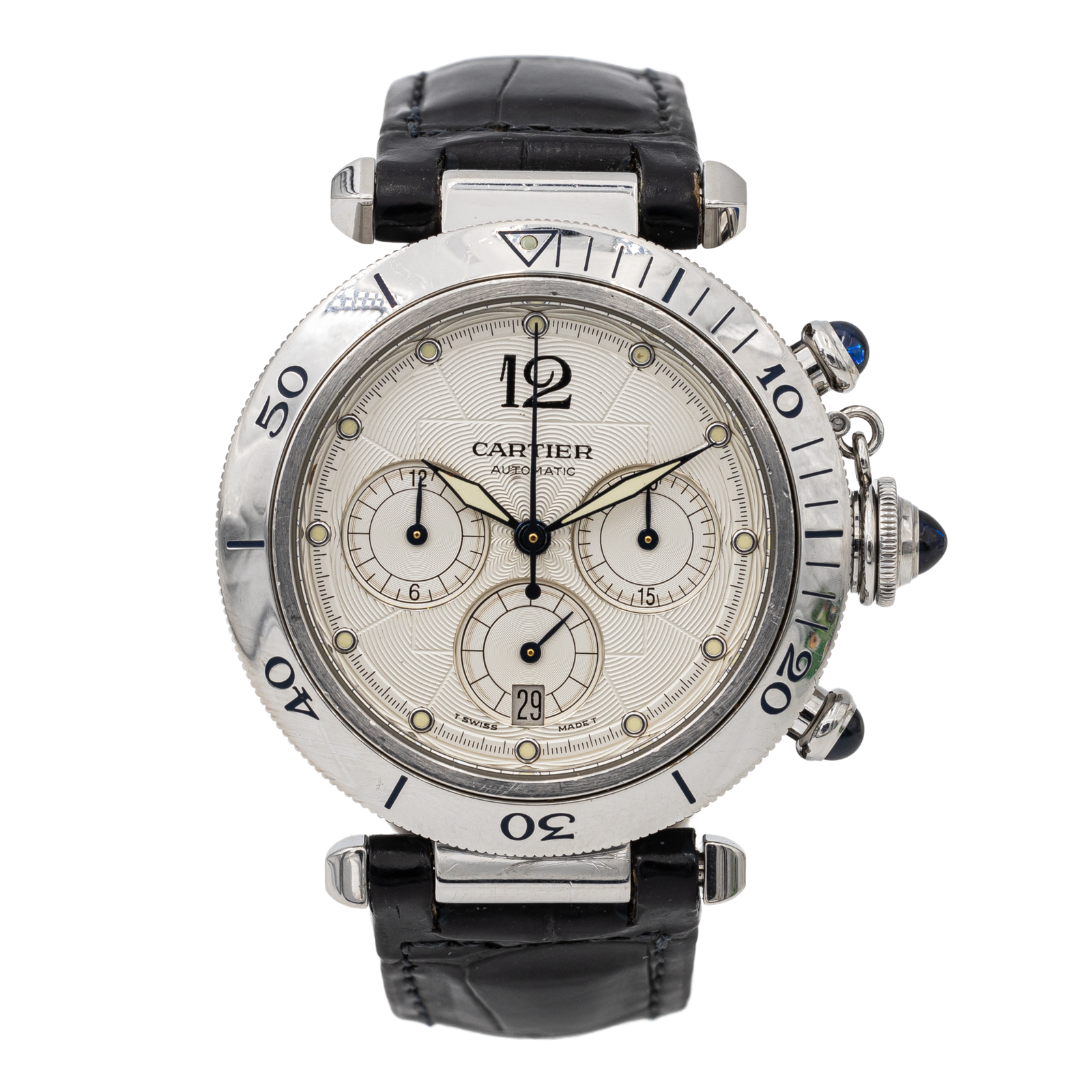 Cartier Pasha 2113 Watch Steel on Leather