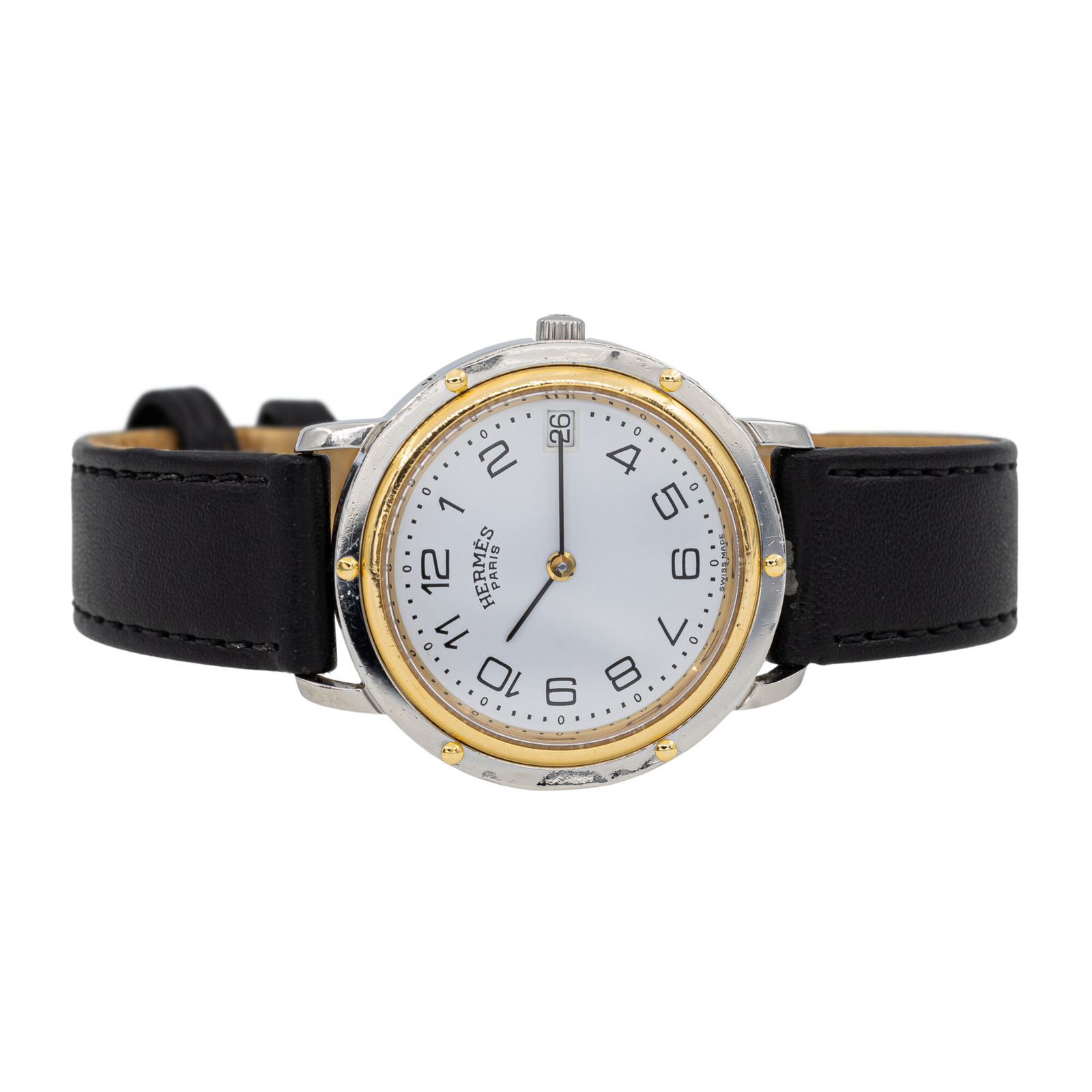 Hermès Vintage "Clipper" Watch Steel on Leather