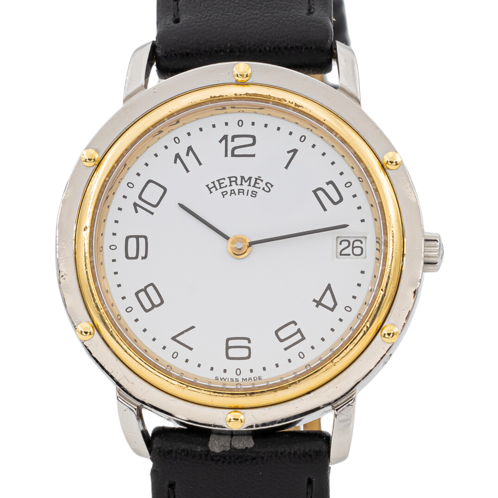 Hermès Vintage "Clipper" Watch Steel on Leather