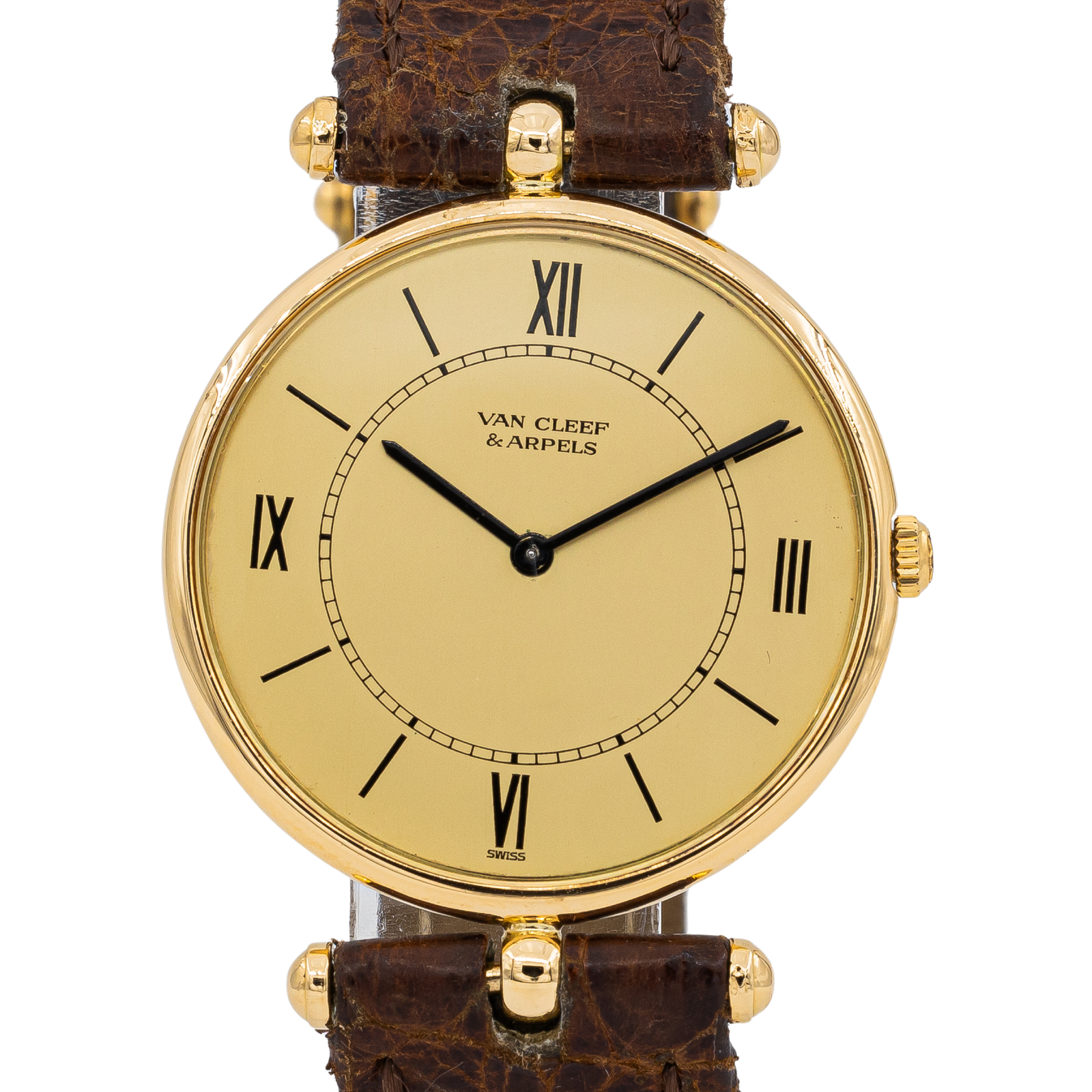 Van Cleef & Arpels Vintage Watch in Yellow Gold on Leather