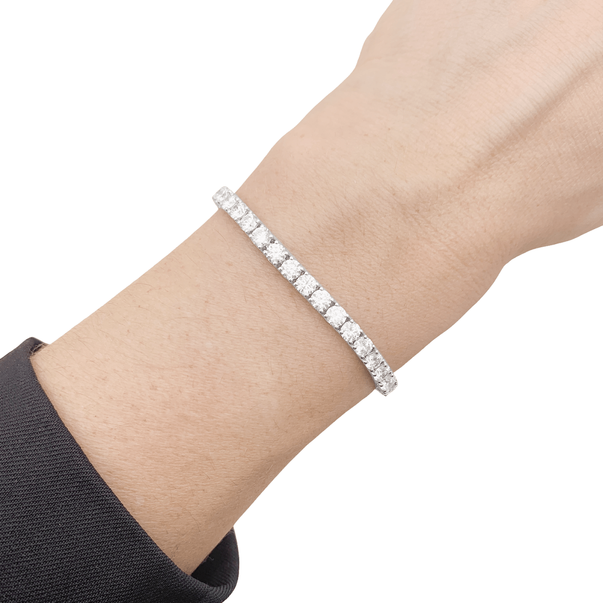 Bracelet ligne or blanc et diamants. - Maison Eloe
