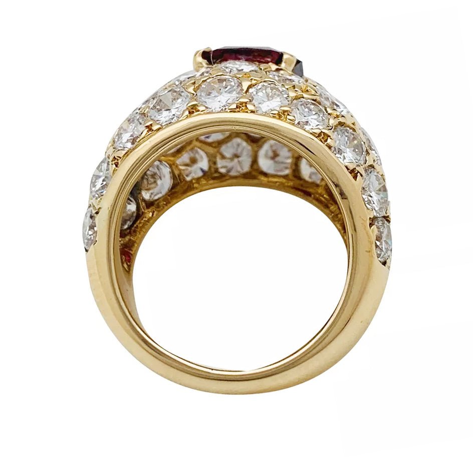 Bague jonc de luxe en or jaune rubis et diamants M.Gérard - Maison Eloe