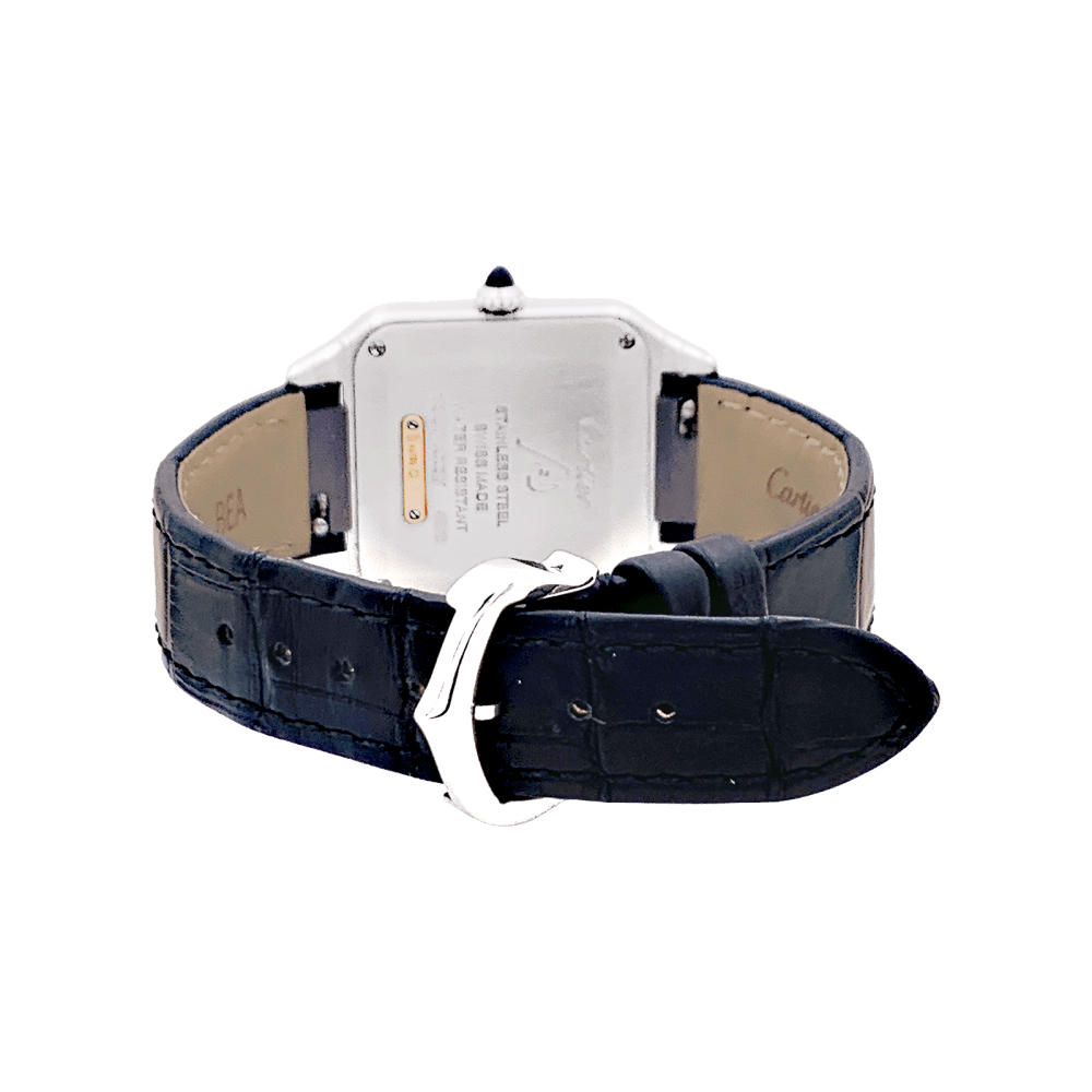 Montre Cartier, "Santos-Dumont", or, acier, cuir.