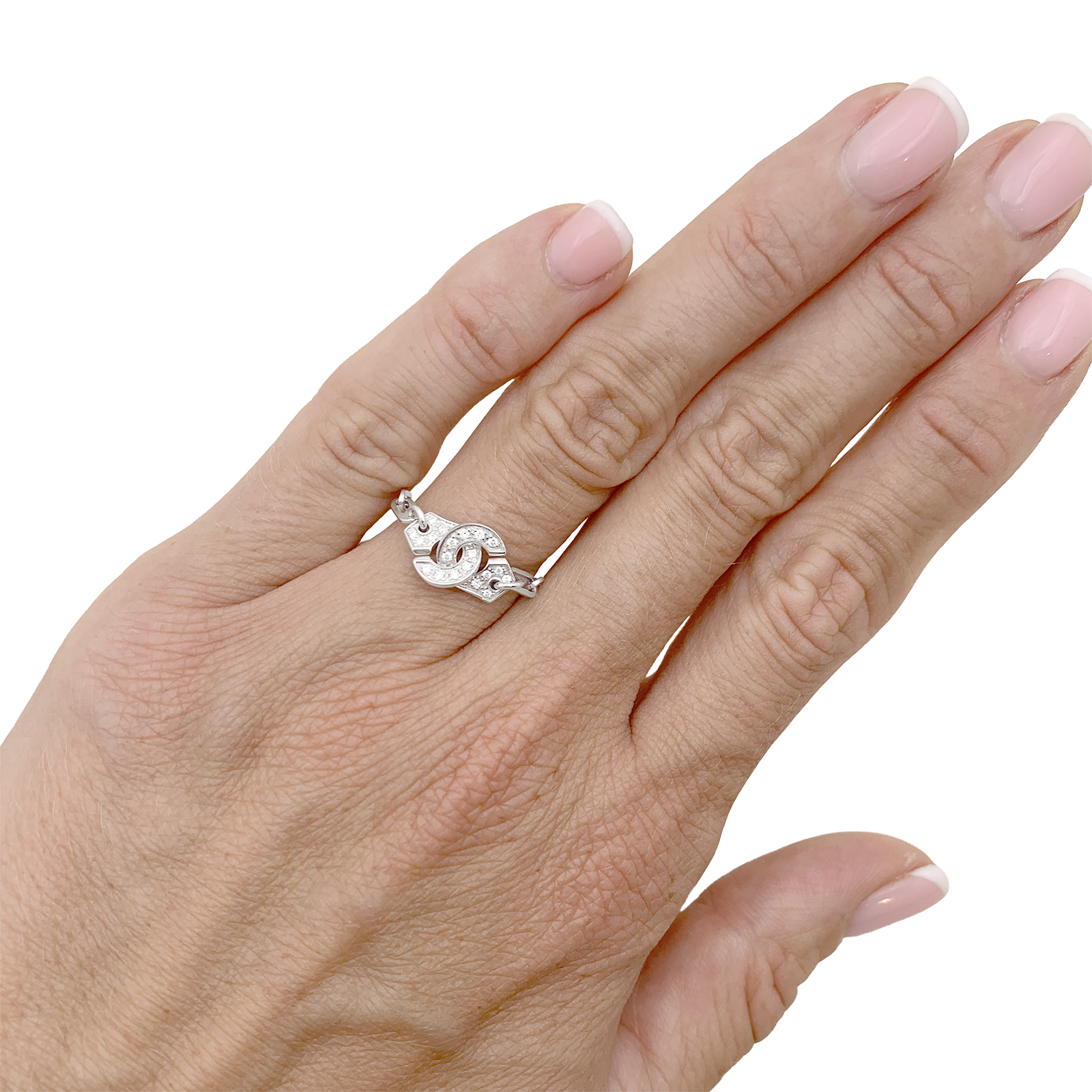 Bague Dinh Van, "Menottes R7.5", or blanc, diamants.