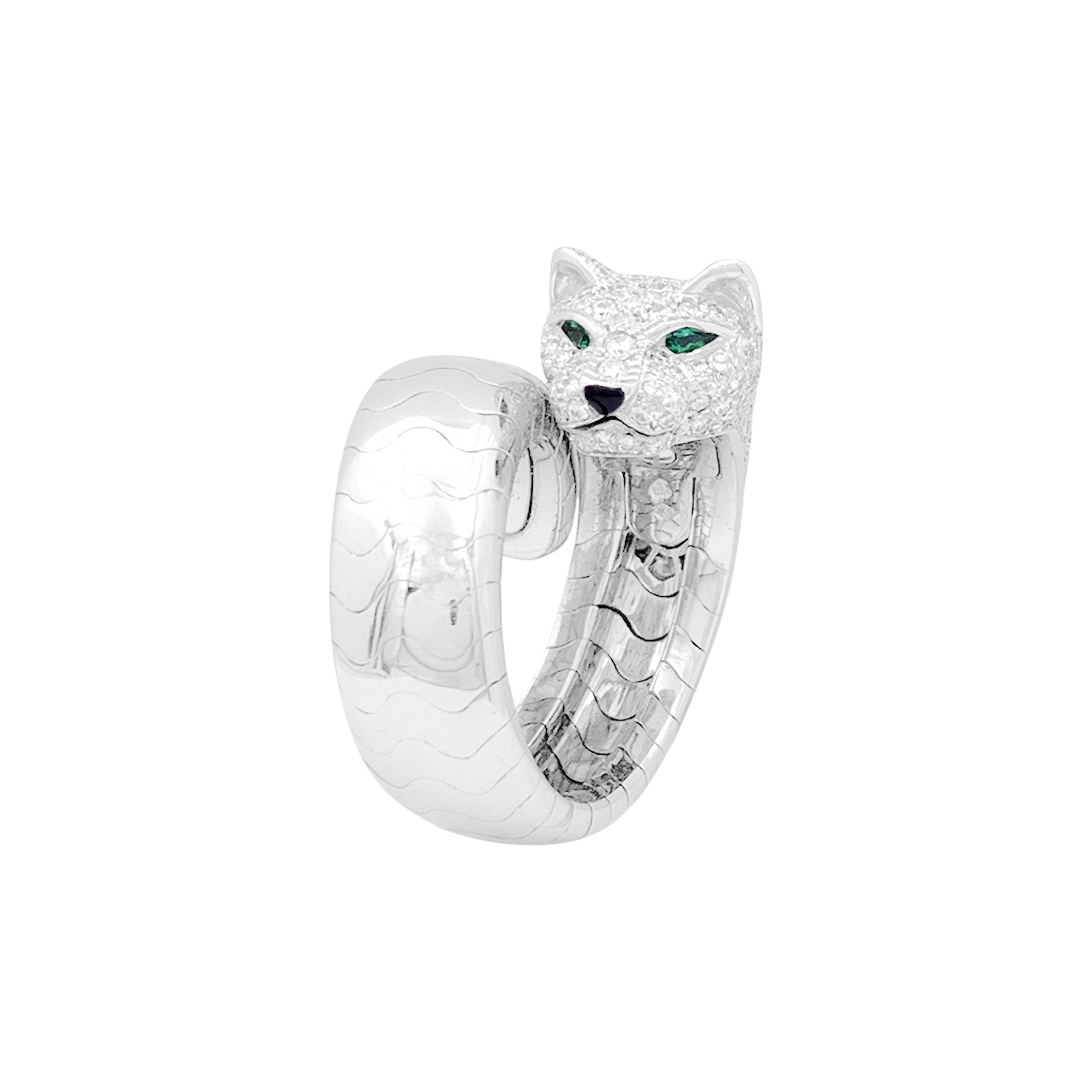 Bague CARTIER, "Lakarda", or blanc, diamants.