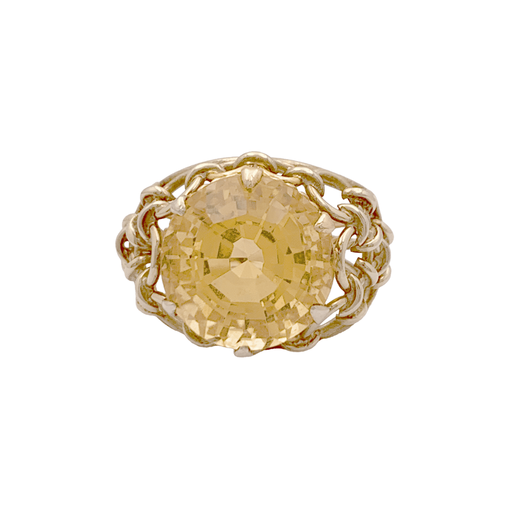 Bague vintage or jaune, citrine.