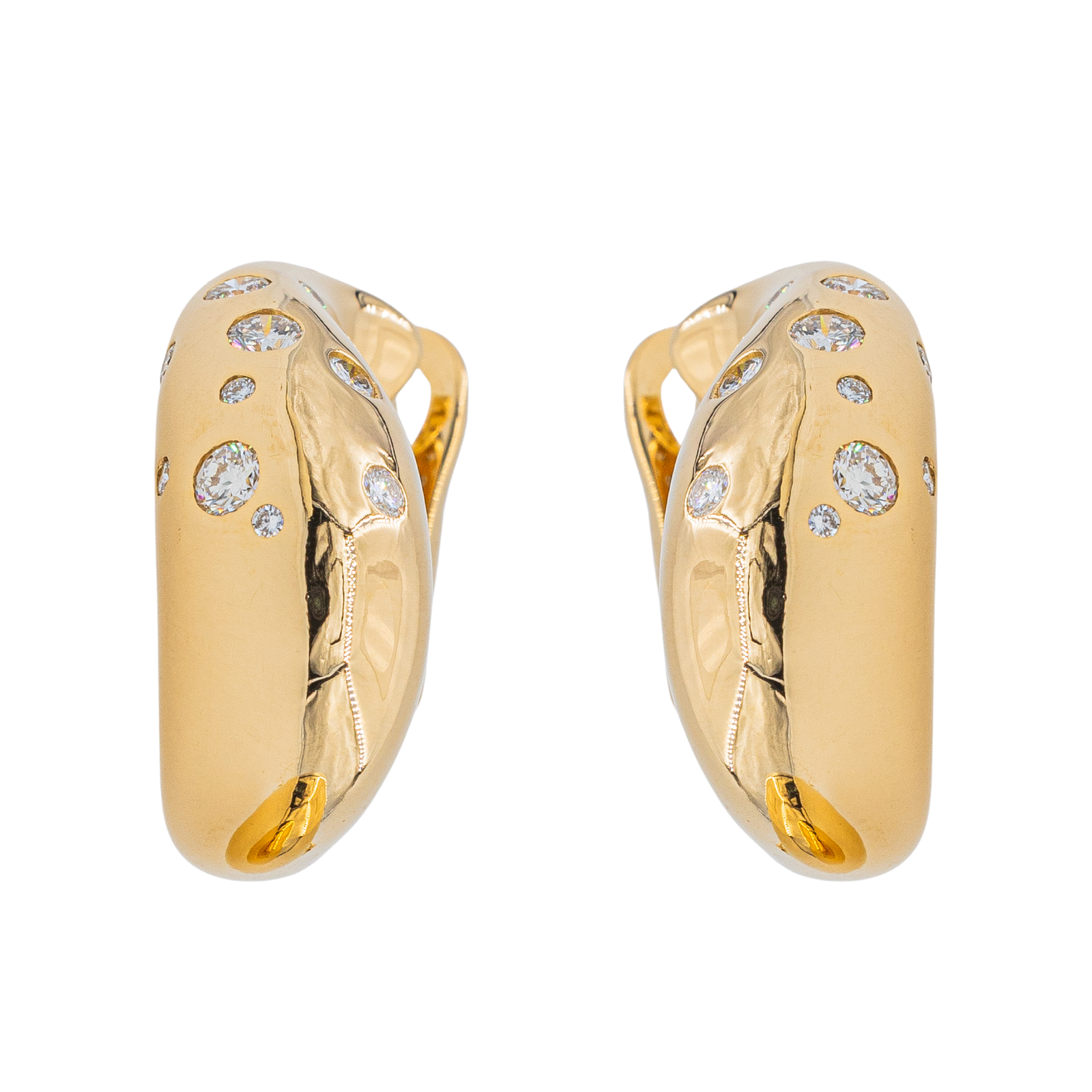 Fred Boucles d'oreilles Créoles Mouvementée Or jaune Diamant