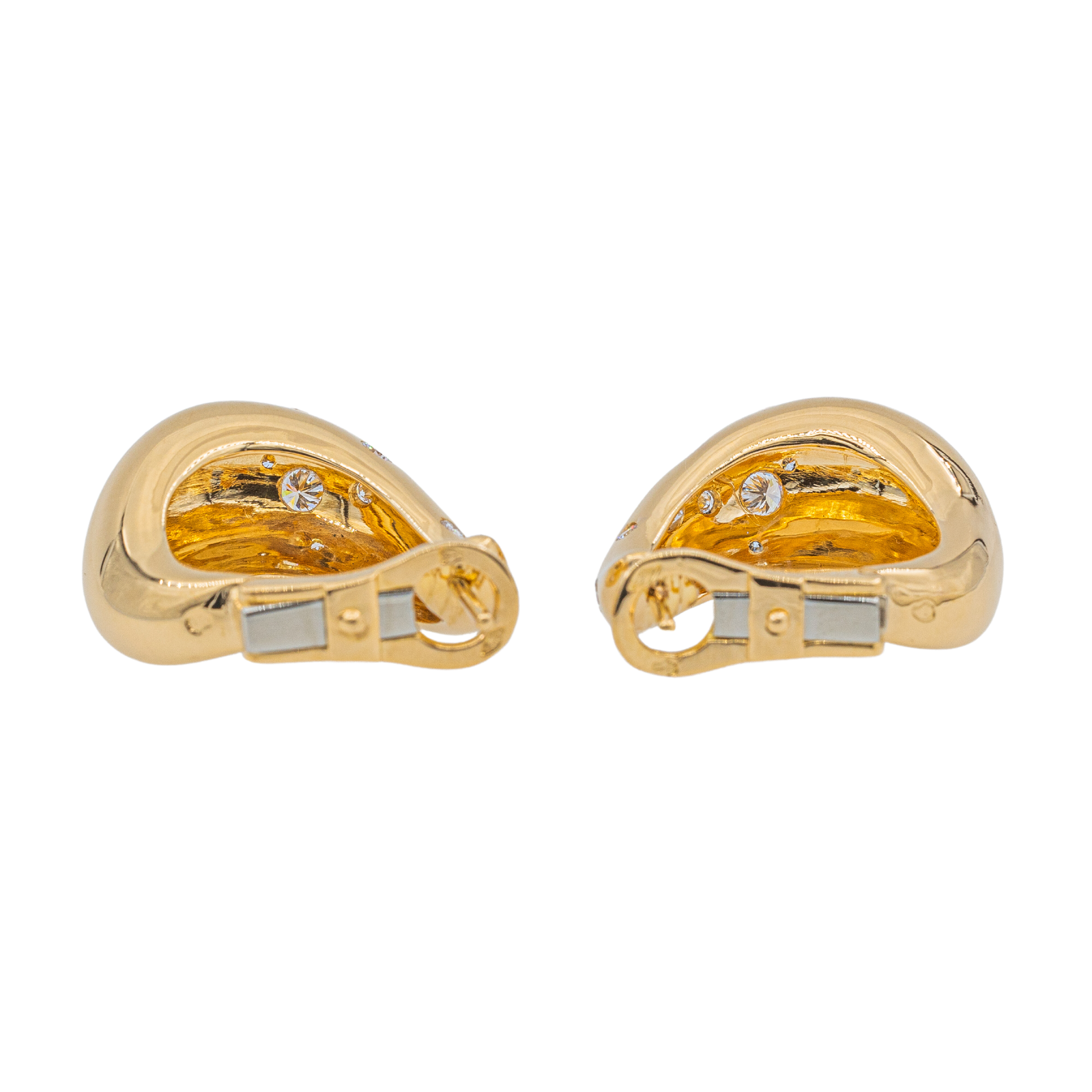 Fred Yellow Gold Diamond Hoop Earrings
