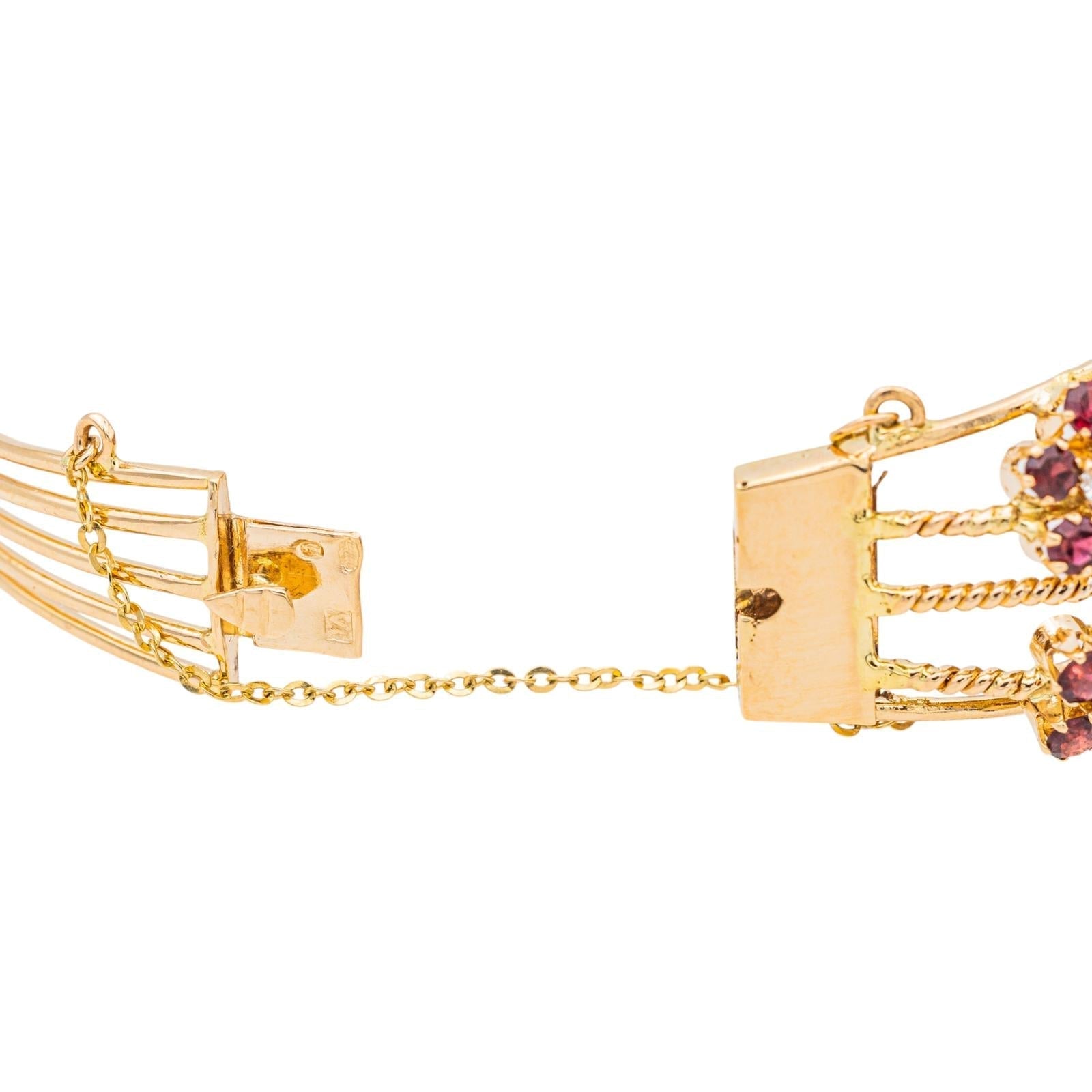 Bracelet Manchette Or jaune Diamant, Emeraude, Rubis