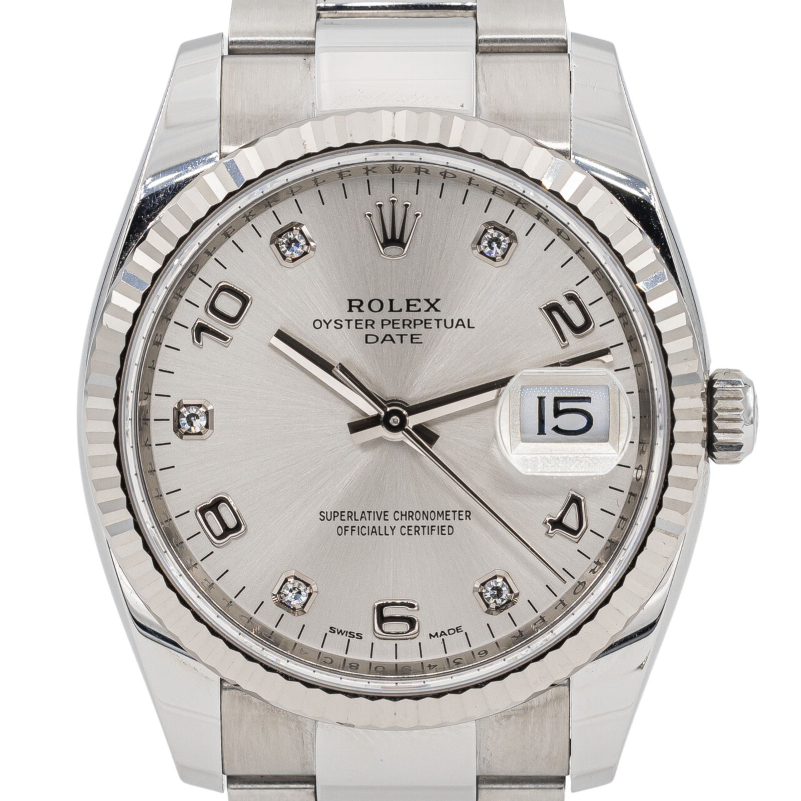 Rolex Oyster Watch Steel, White Gold Diamond