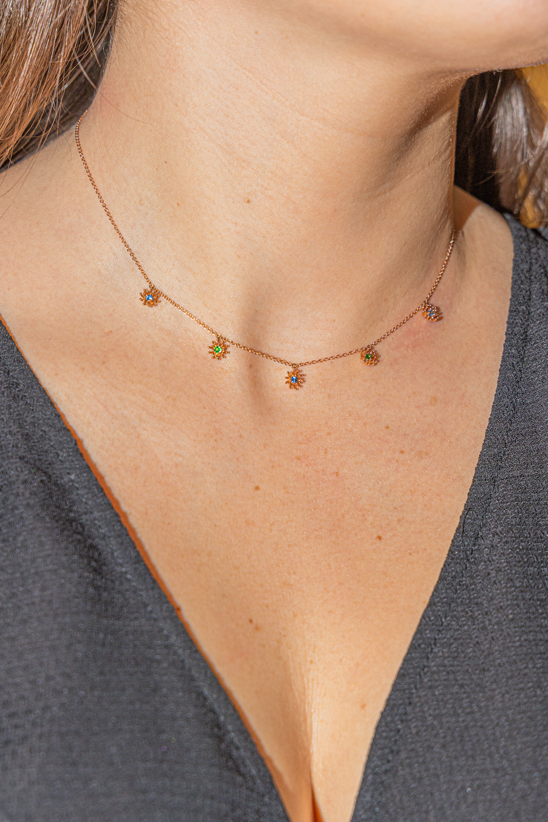 Mellerio Collier Le petit Cactus Or rose Saphir