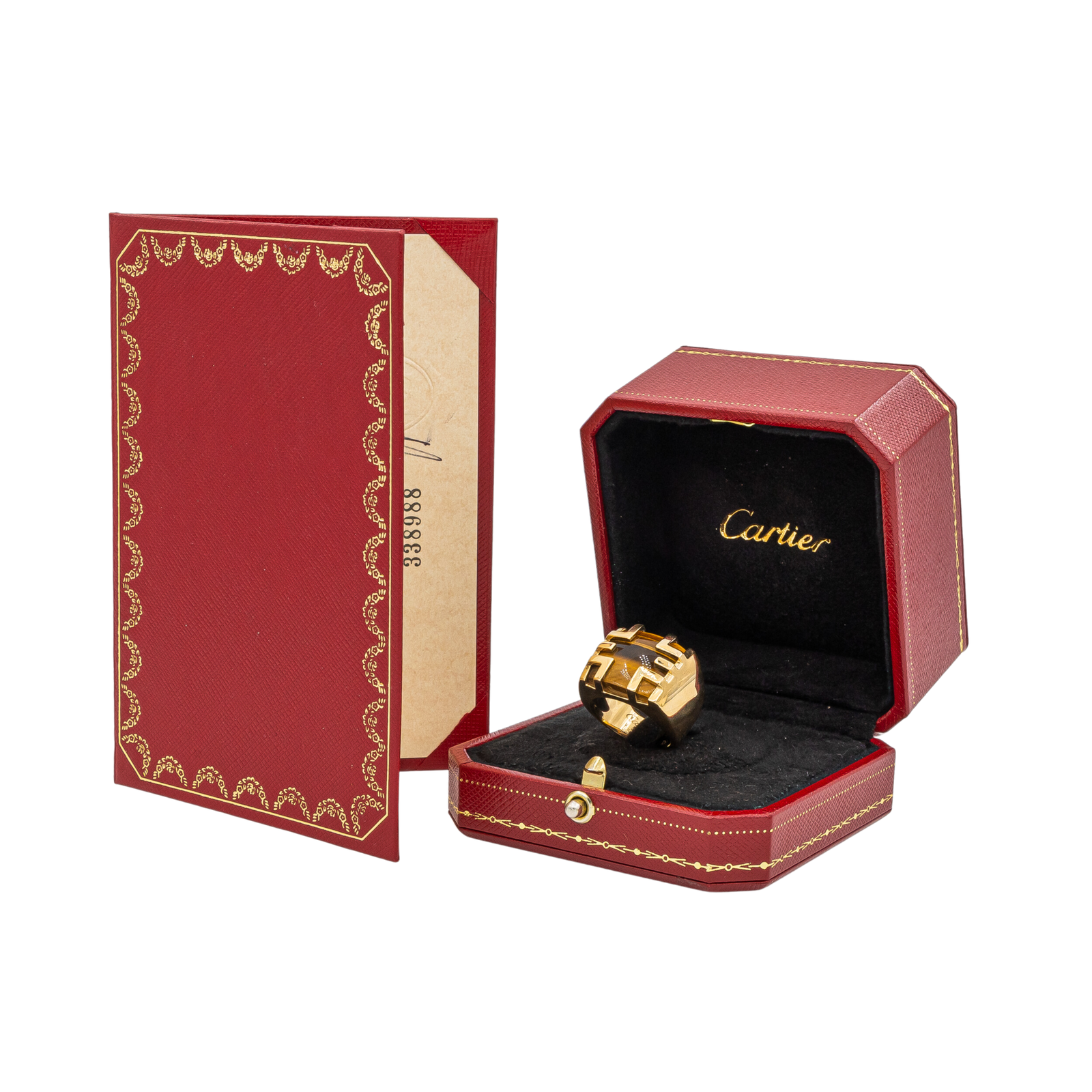Cartier Vintage Signet Ring Yjing Yellow Gold Tiger Eye