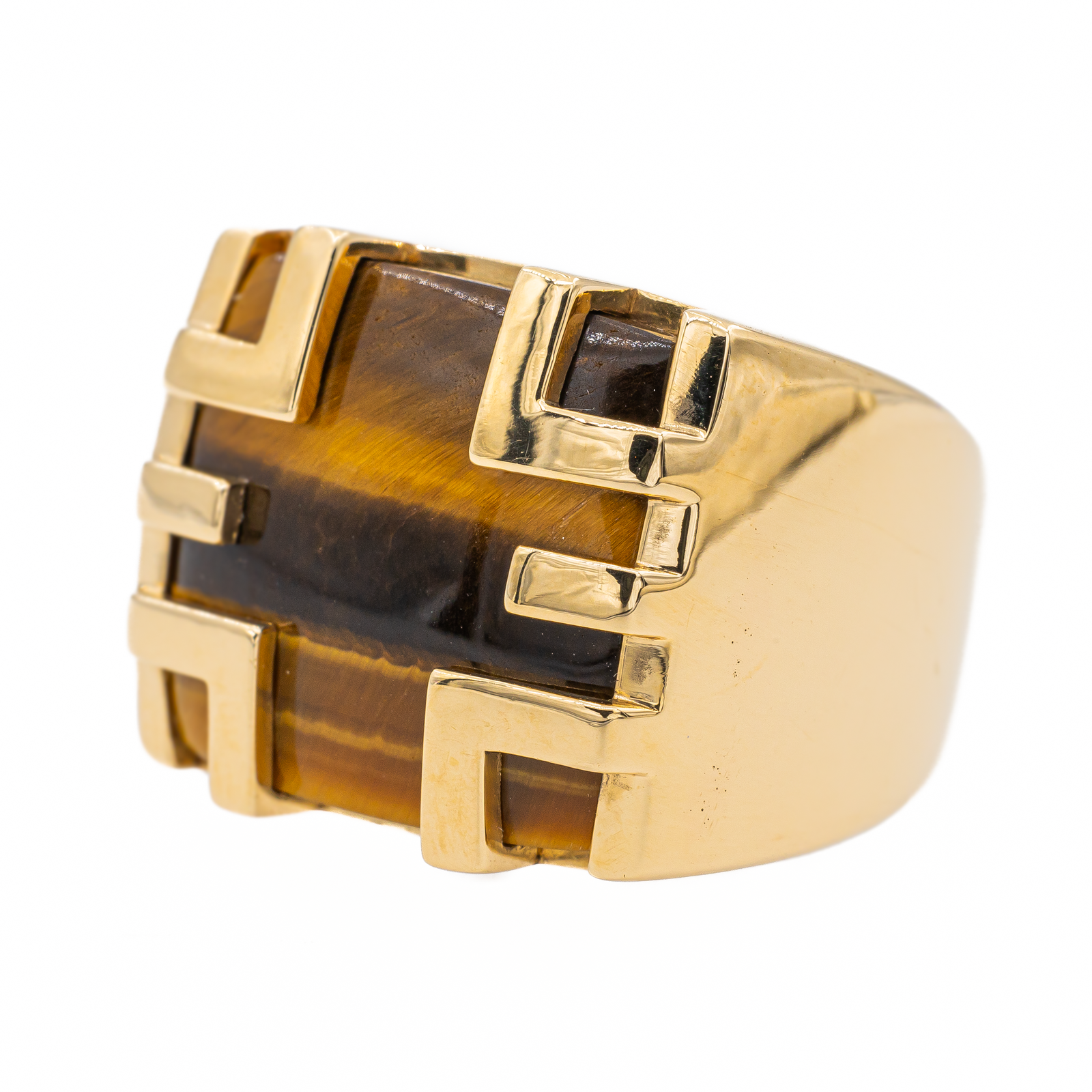 Cartier Vintage Signet Ring Yjing Yellow Gold Tiger Eye