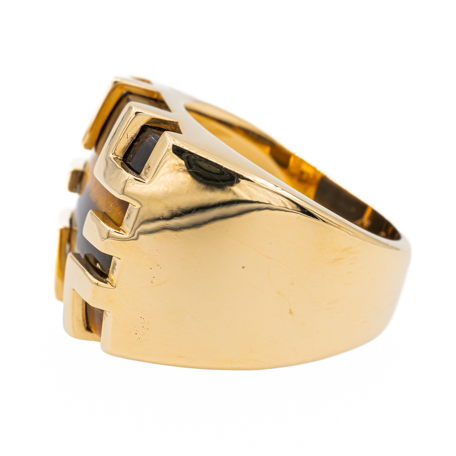 Cartier Vintage Signet Ring Yjing Yellow Gold Tiger Eye