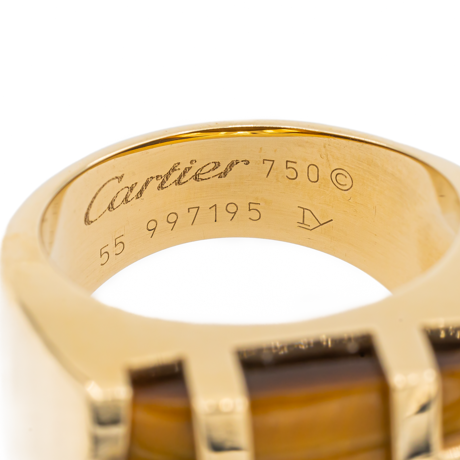 Cartier Vintage Signet Ring Yjing Yellow Gold Tiger Eye