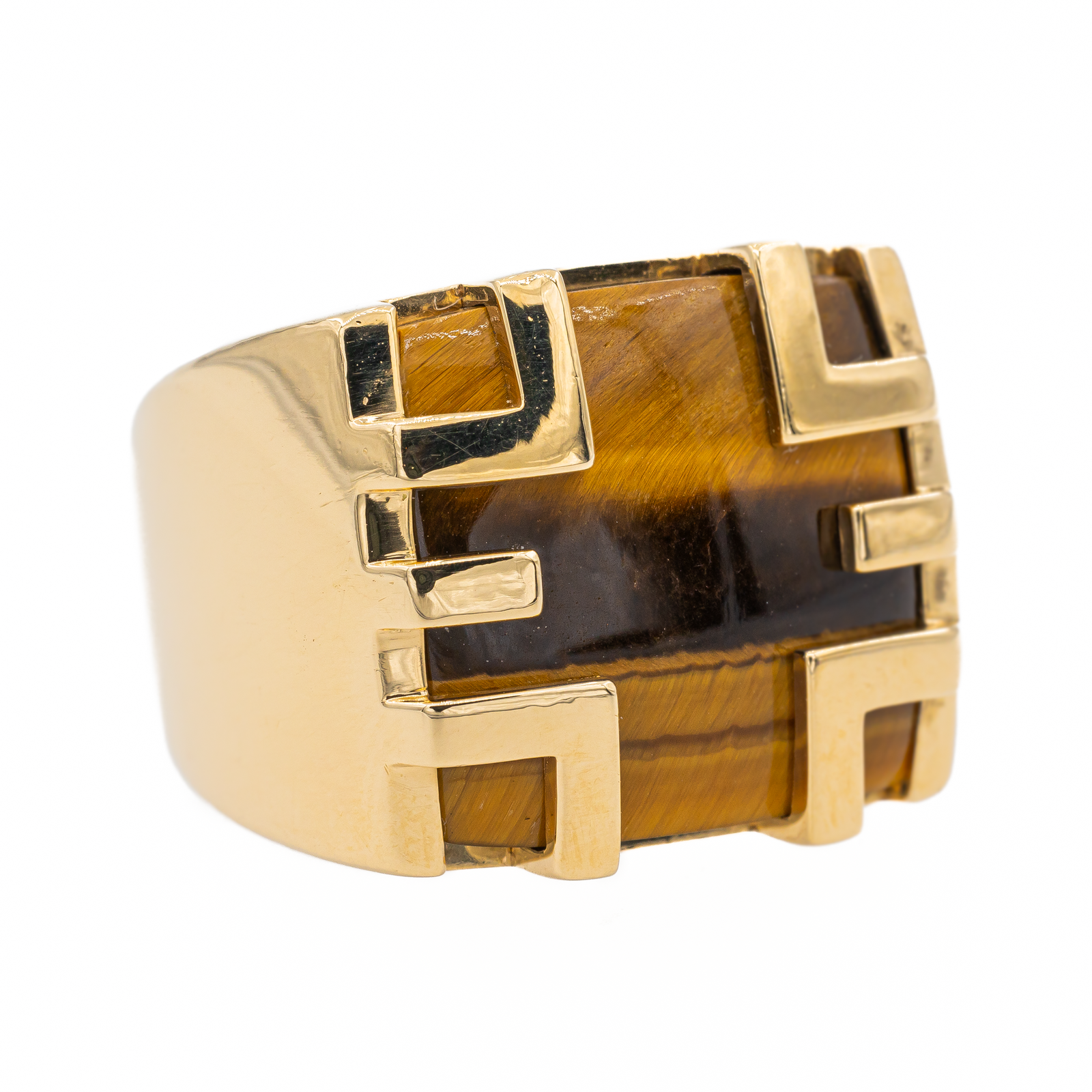 Cartier Vintage Signet Ring Yjing Yellow Gold Tiger Eye