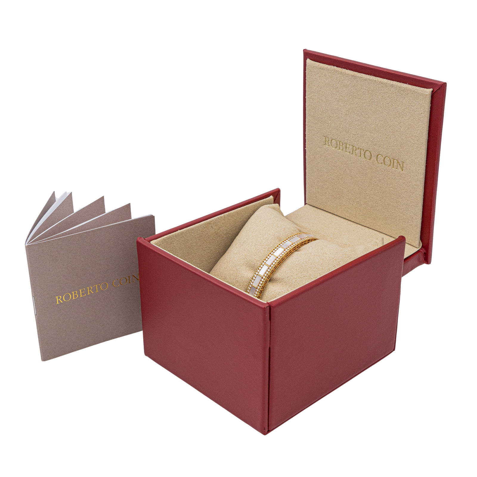 Roberto coin Bracelet Art deco bangle with diamond Or rose Diamant, Nacre, Rubis