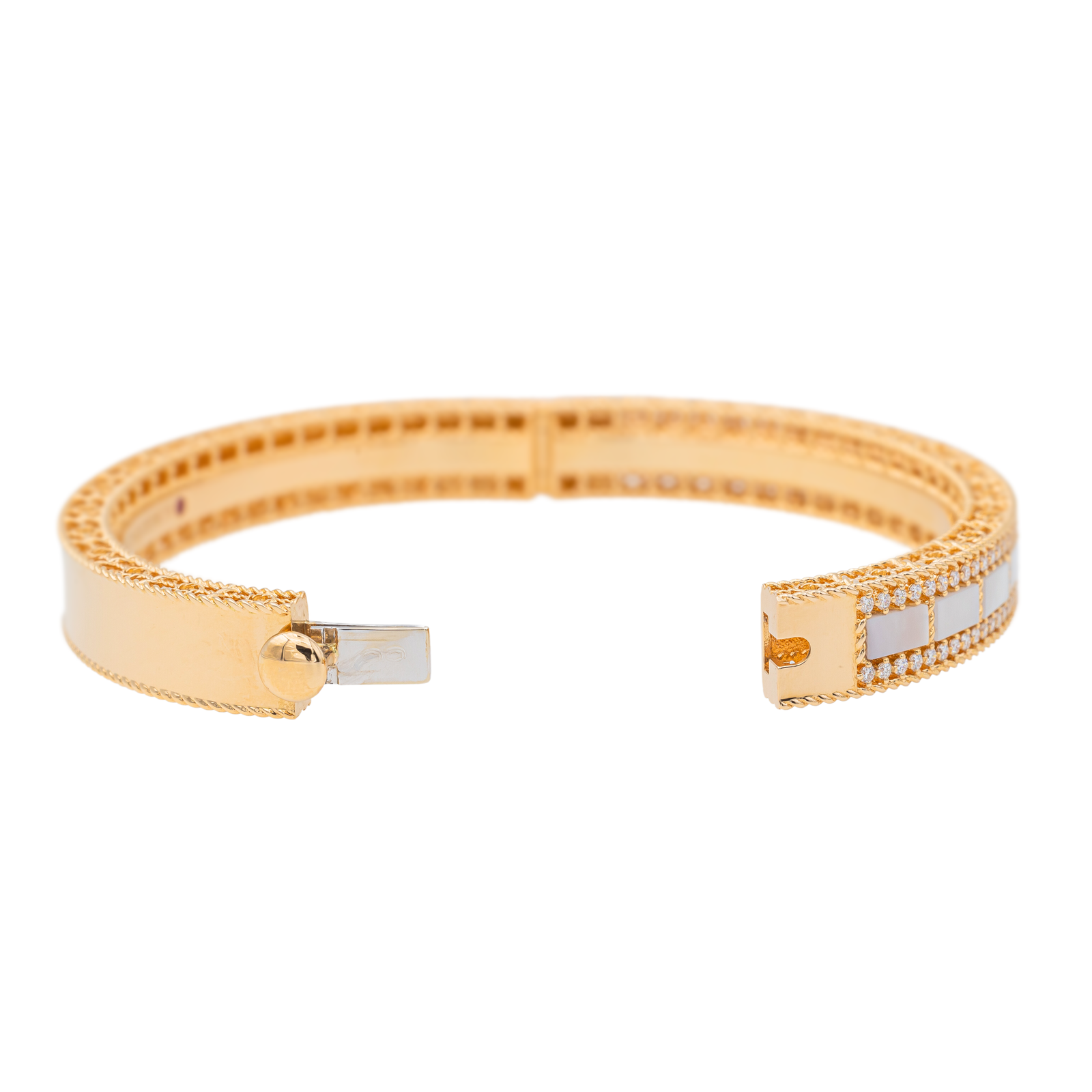 Roberto coin Bracelet Art deco bangle with diamond Or rose Diamant, Nacre, Rubis
