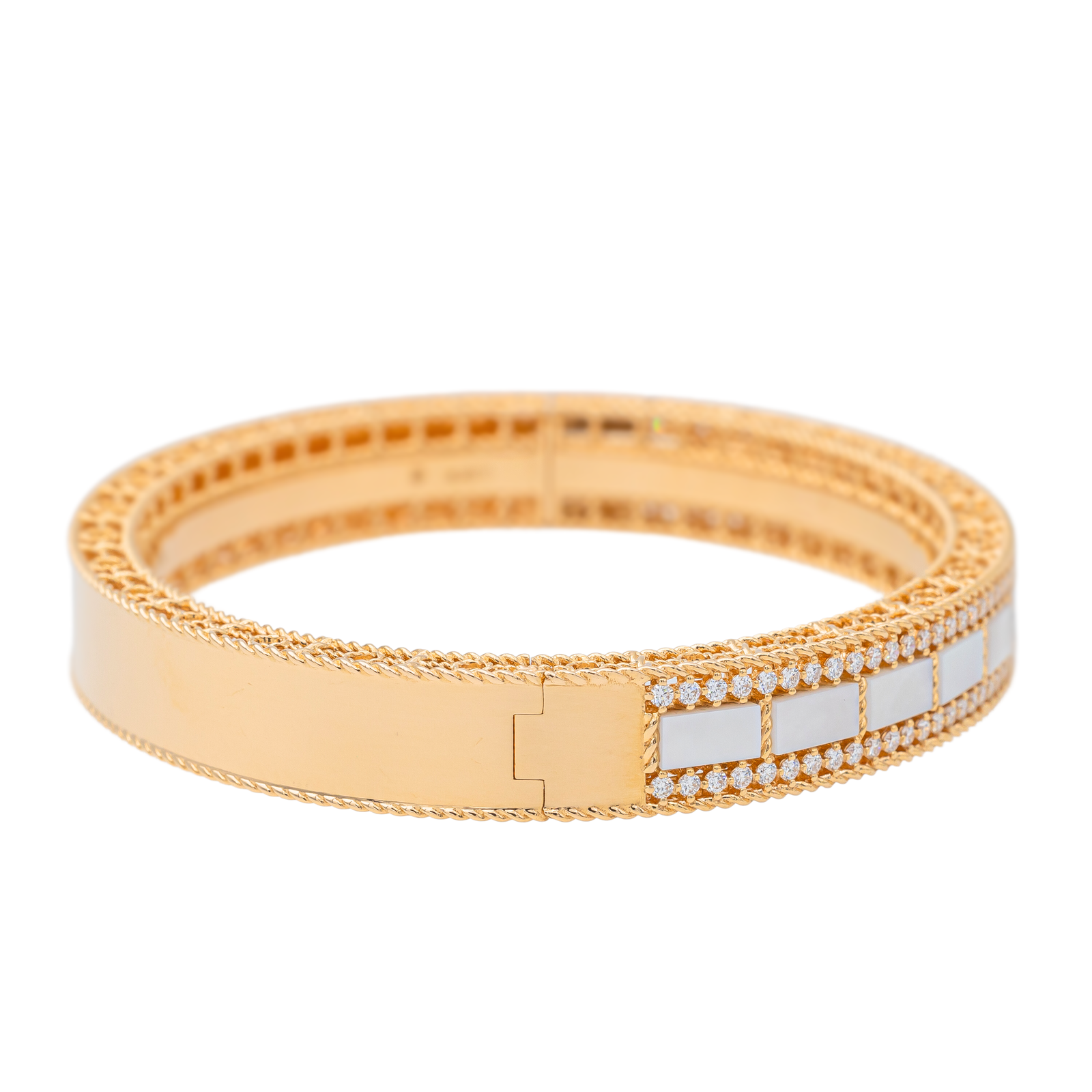 Roberto coin Bracelet Art deco bangle with diamond Or rose Diamant, Nacre, Rubis