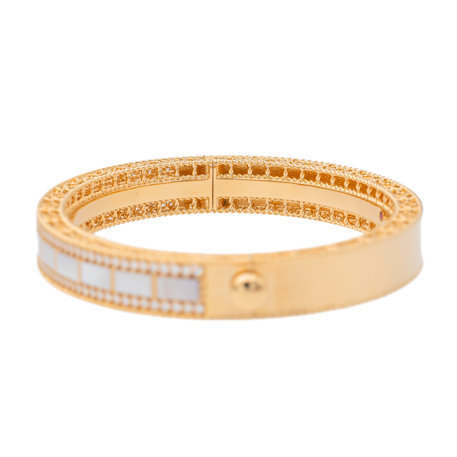 Roberto coin Bracelet Art deco bangle with diamond Or rose Diamant, Nacre, Rubis