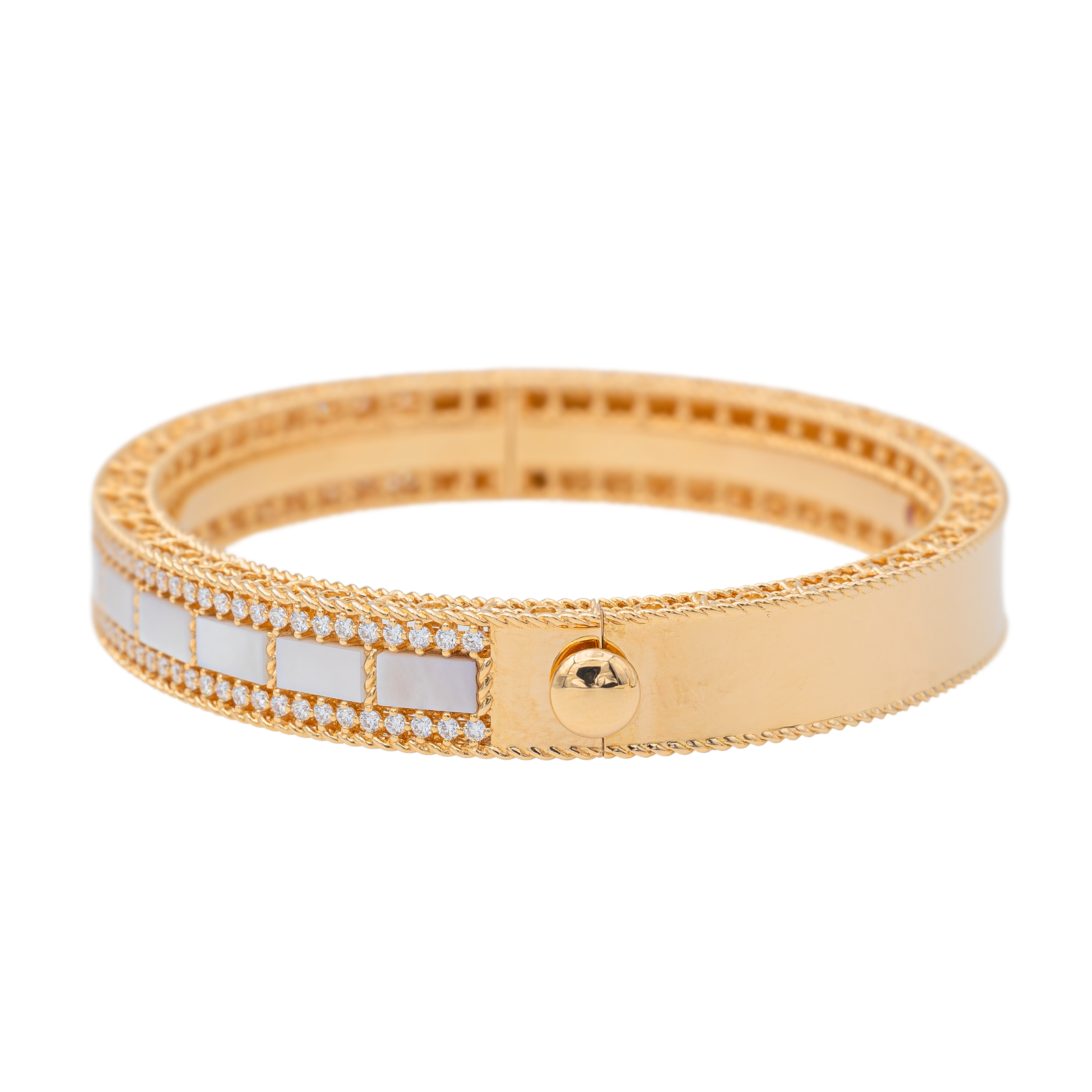 Roberto coin Bracelet Art deco bangle with diamond Or rose Diamant, Nacre, Rubis