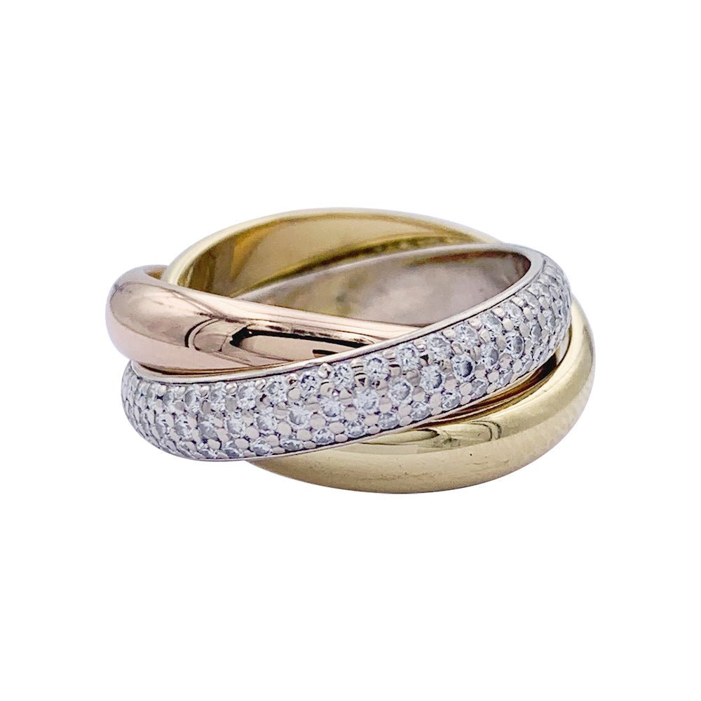 Bague Cartier, "Trinity" classique, 3 ors, diamants. - Maison Eloe