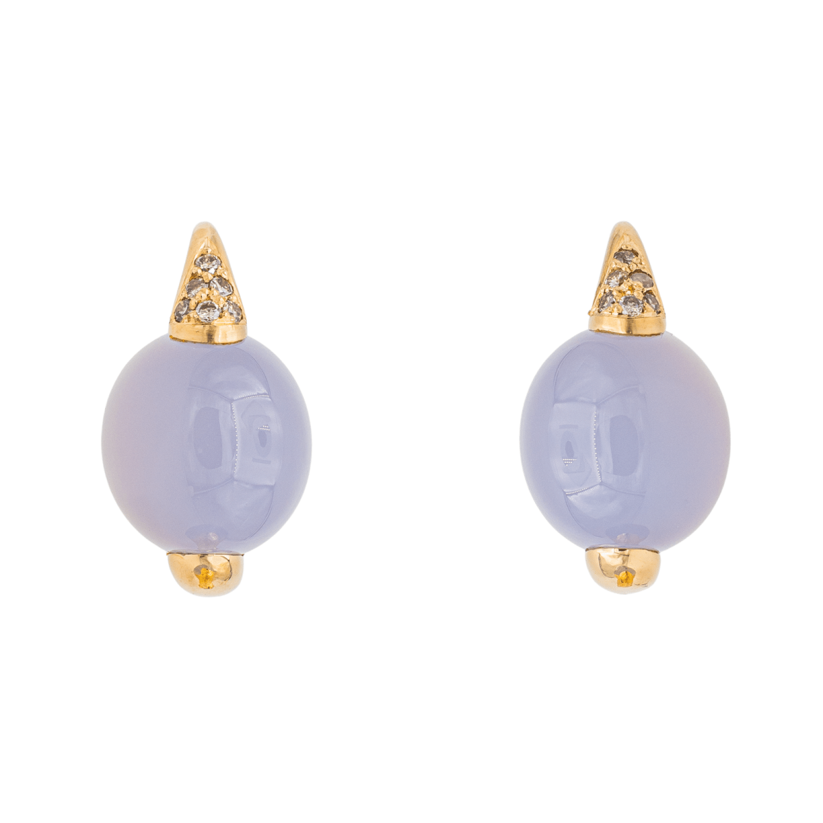 Pomellato Boucles d'oreilles Luna Or jaune Calcédoine - Maison Eloe