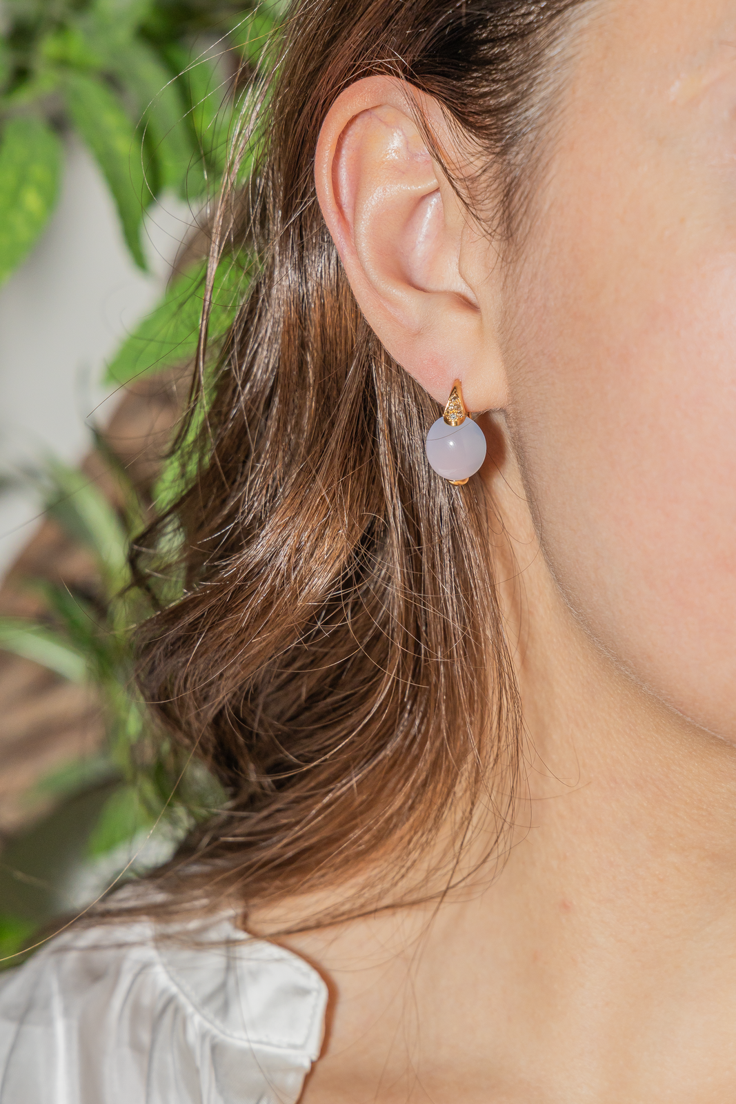 Pomellato Boucles d'oreilles Luna Or jaune Calcédoine