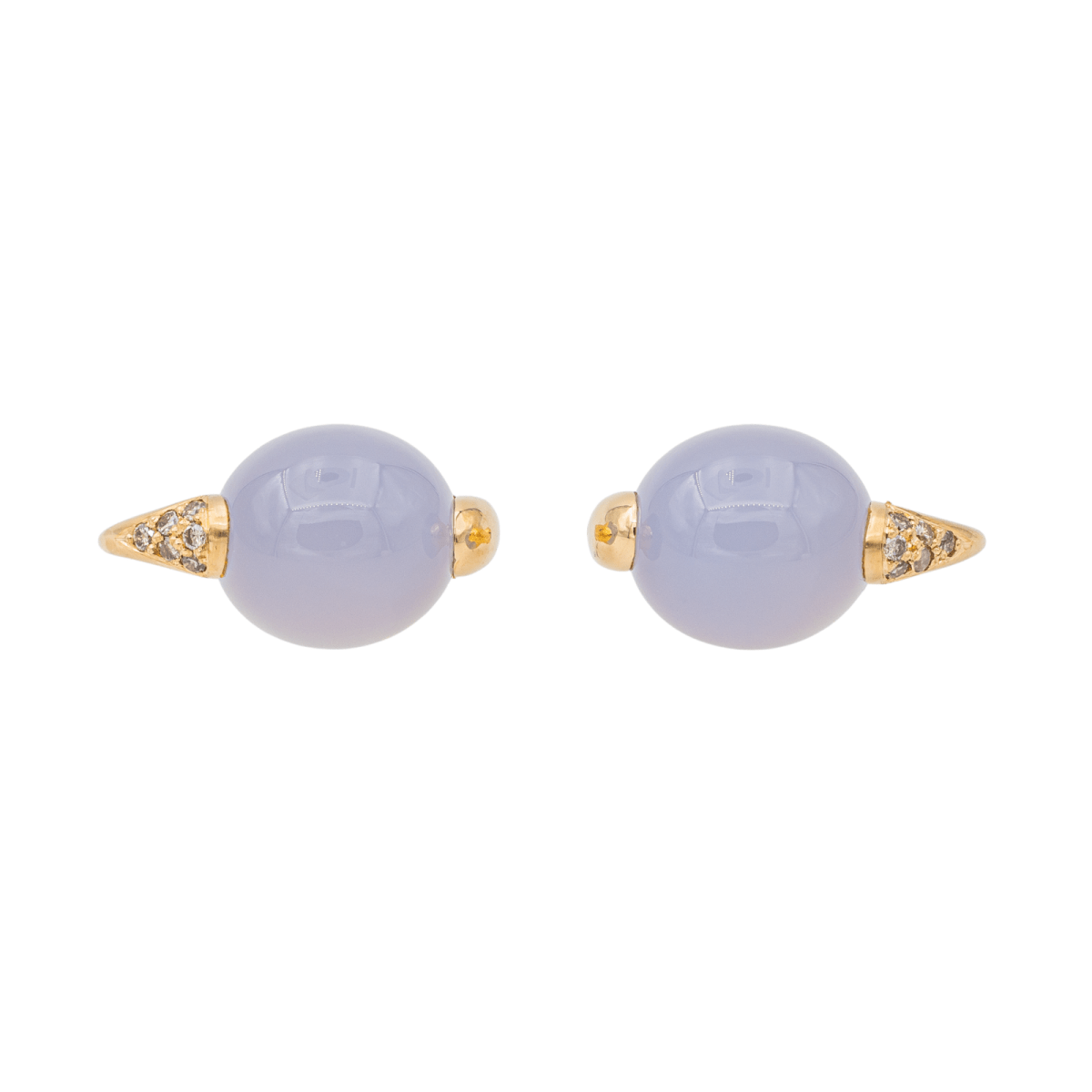 Pomellato Boucles d'oreilles Luna Or jaune Calcédoine - Maison Eloe