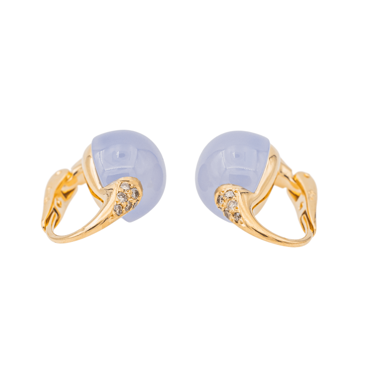 Pomellato Boucles d'oreilles Luna Or jaune Calcédoine - Maison Eloe