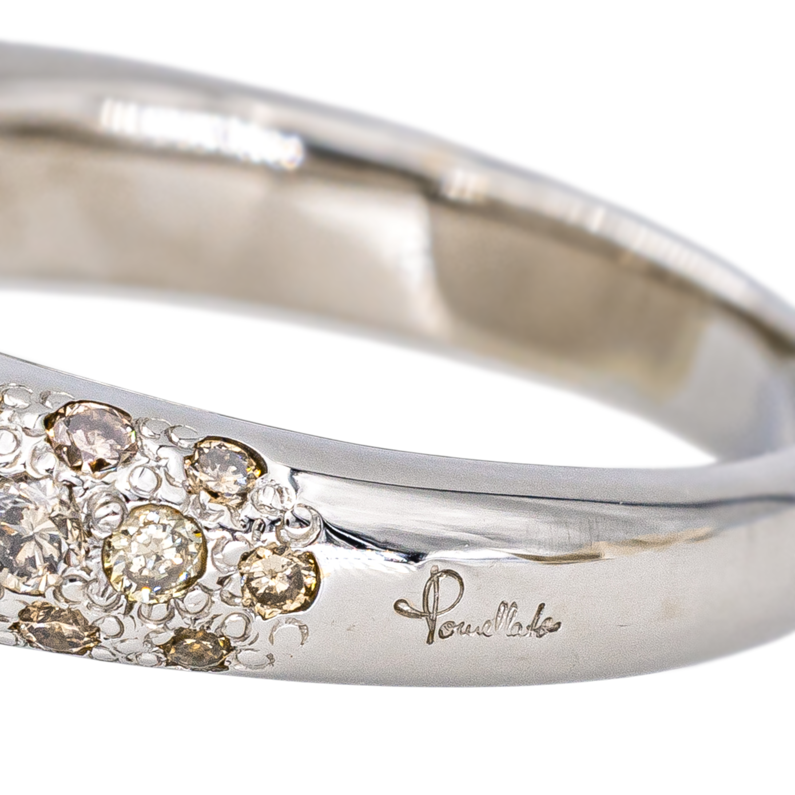 Pomellato Bague Luna Or blanc Pierre de lune, Diamant brun