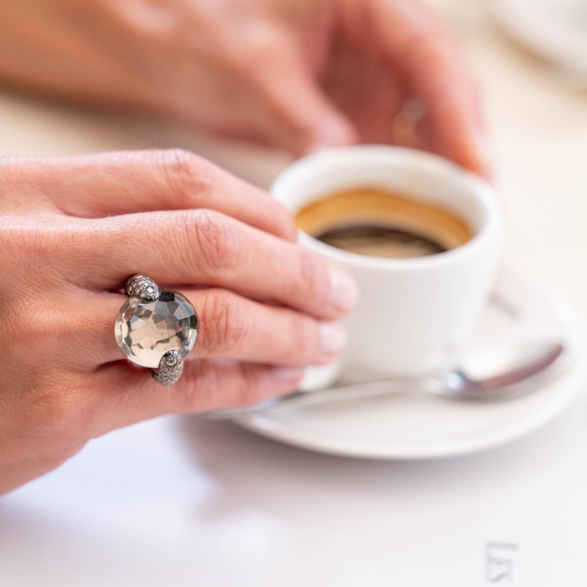 Pomellato Bague Cocktail Tango Or rose Quartz - Maison Eloe