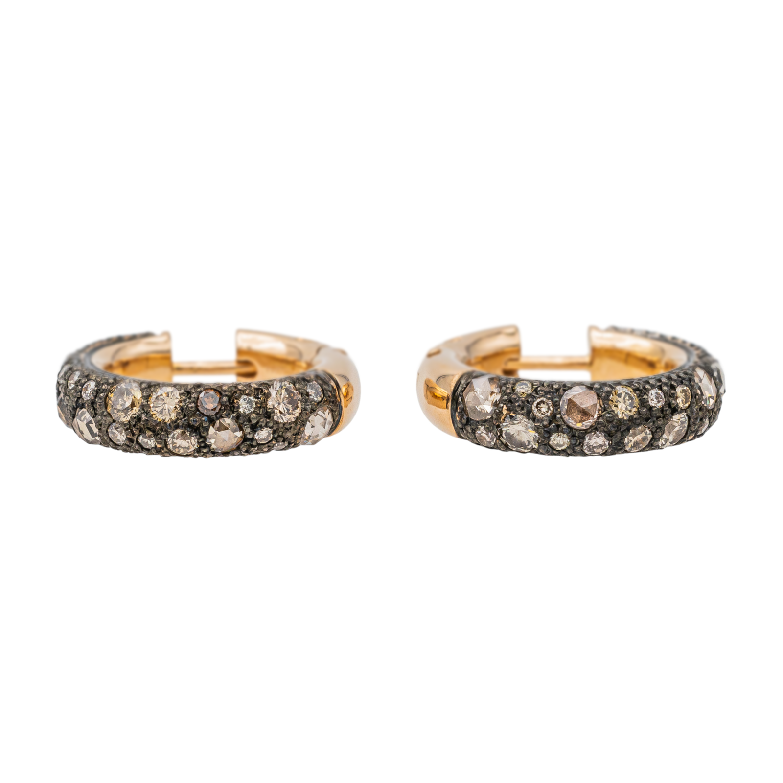 Pomellato Tango Hoop Earrings Rose Gold Brown Diamond