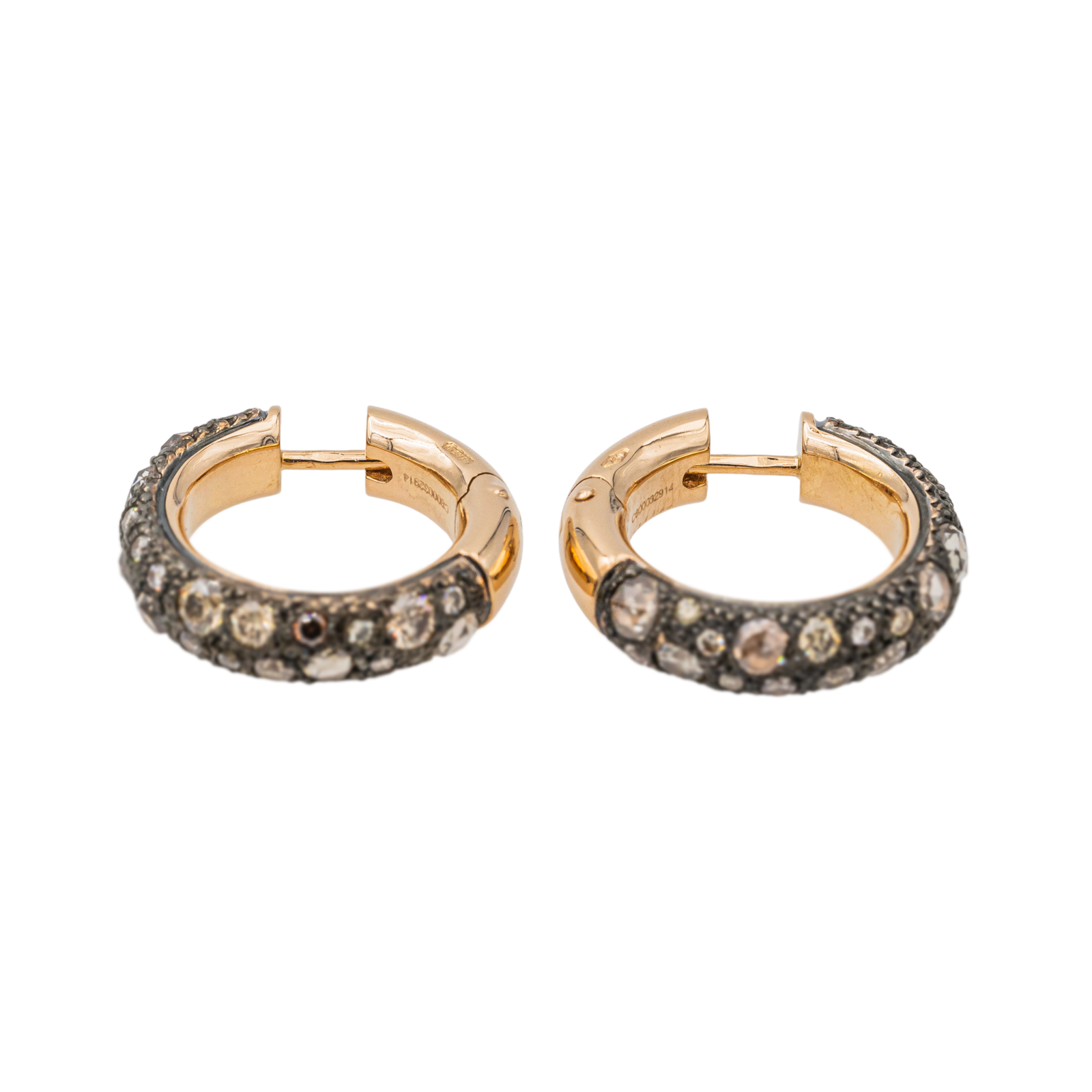 Pomellato Tango Hoop Earrings Rose Gold Brown Diamond