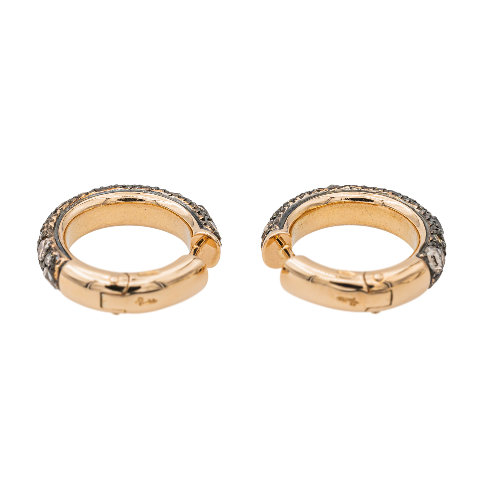 Pomellato Tango Hoop Earrings Rose Gold Brown Diamond