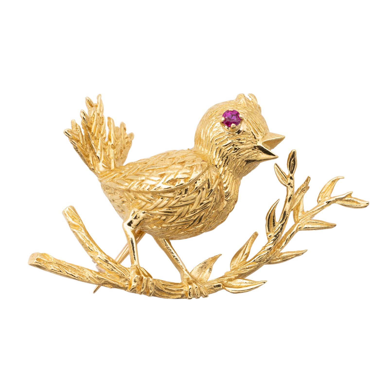 Boucheron Broche Oiseau Or jaune Rubis