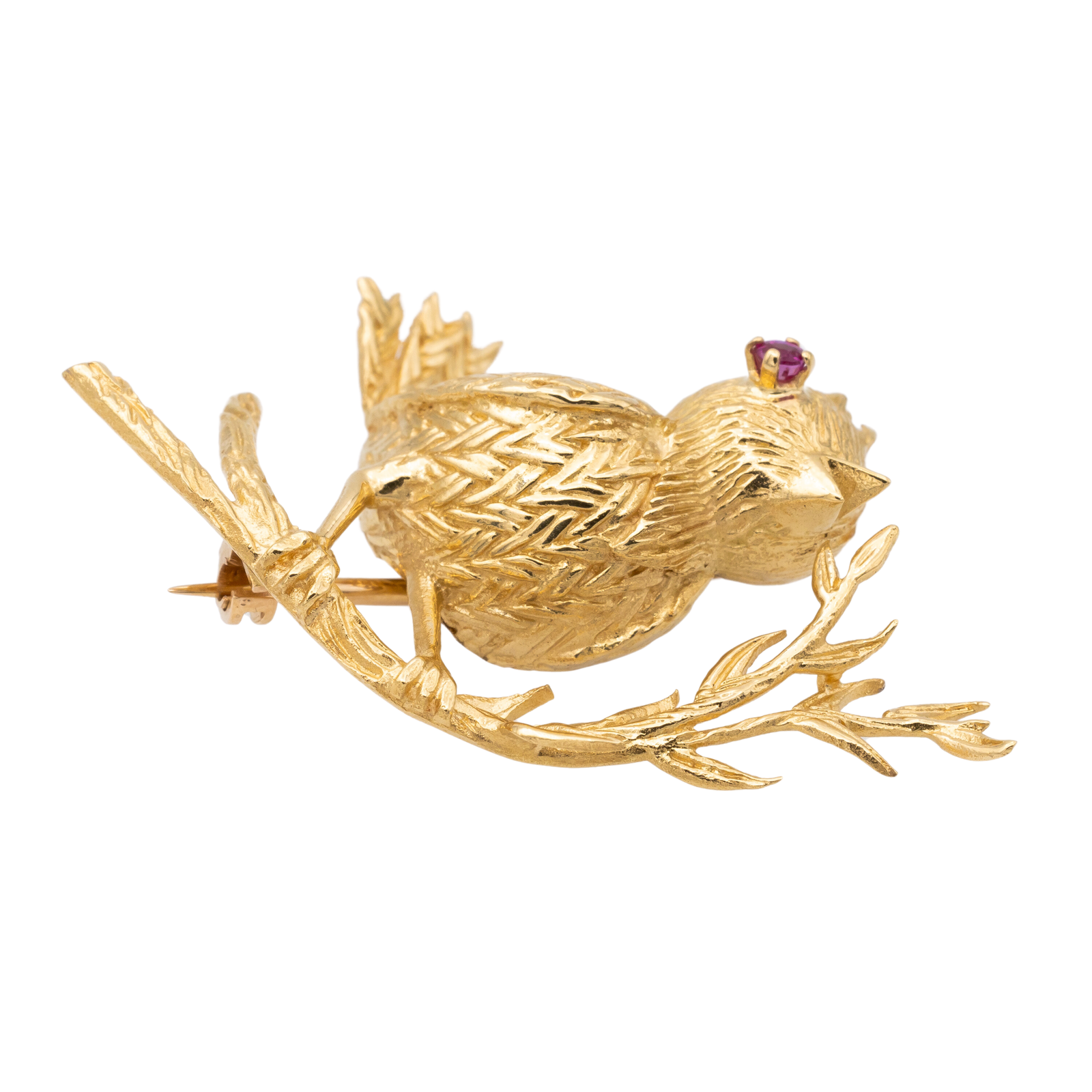 Boucheron Bird Brooch Yellow Gold Ruby
