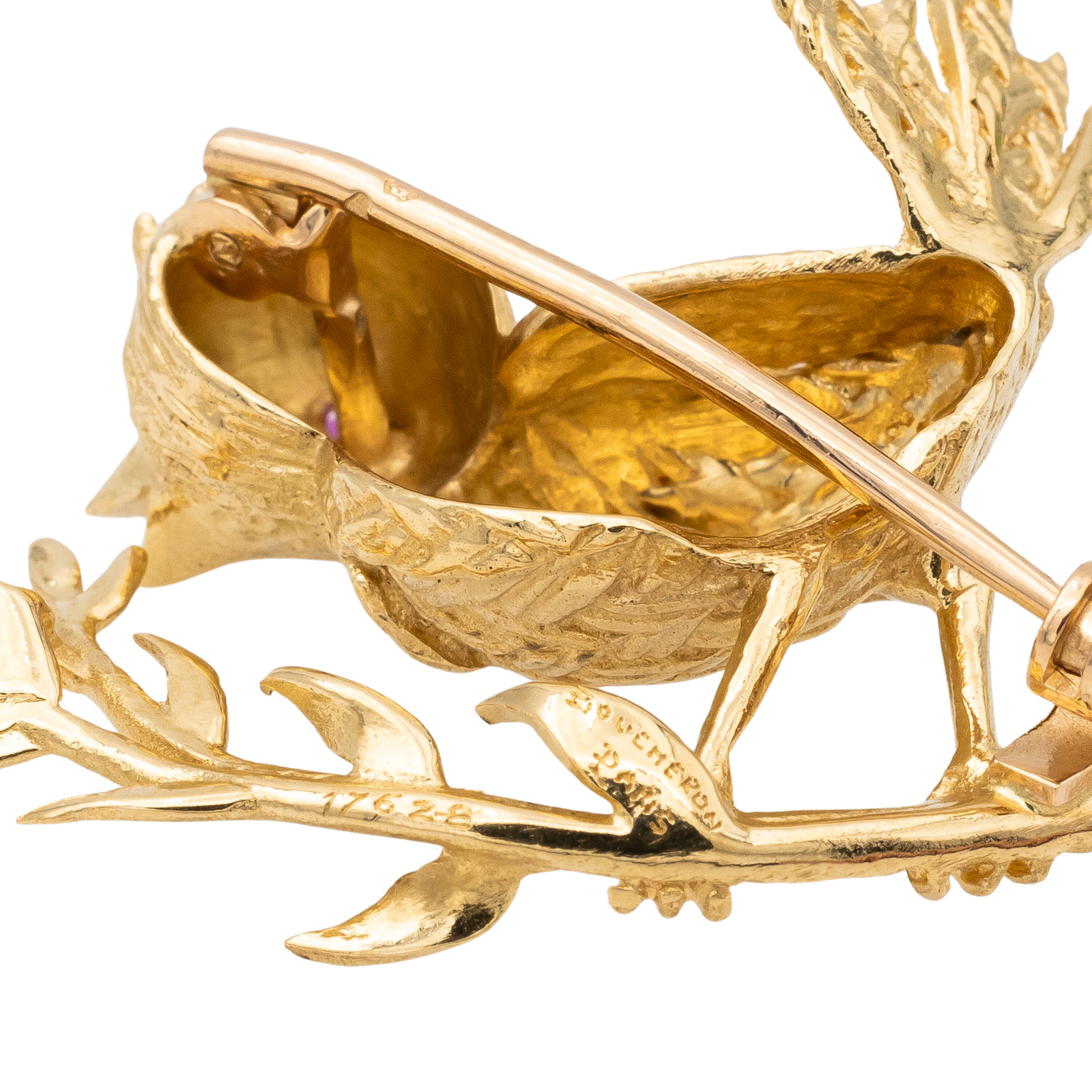 Boucheron Bird Brooch Yellow Gold Ruby