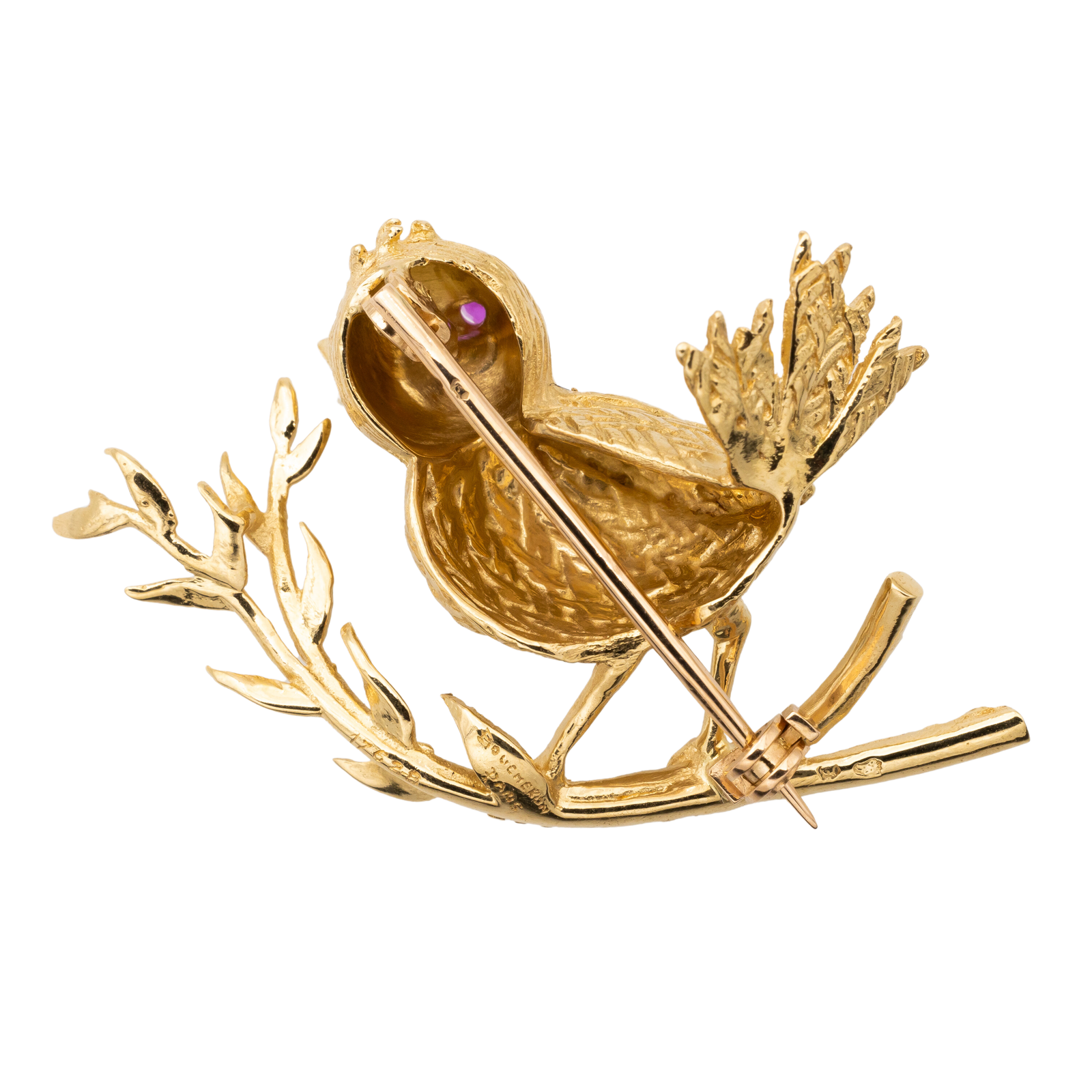 Boucheron Bird Brooch Yellow Gold Ruby