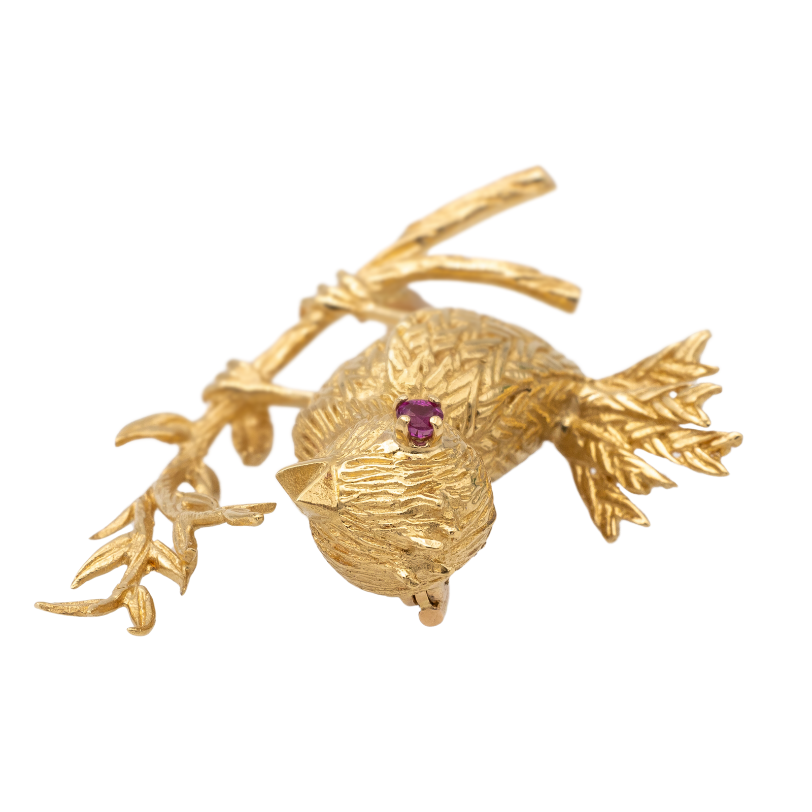 Boucheron Bird Brooch Yellow Gold Ruby