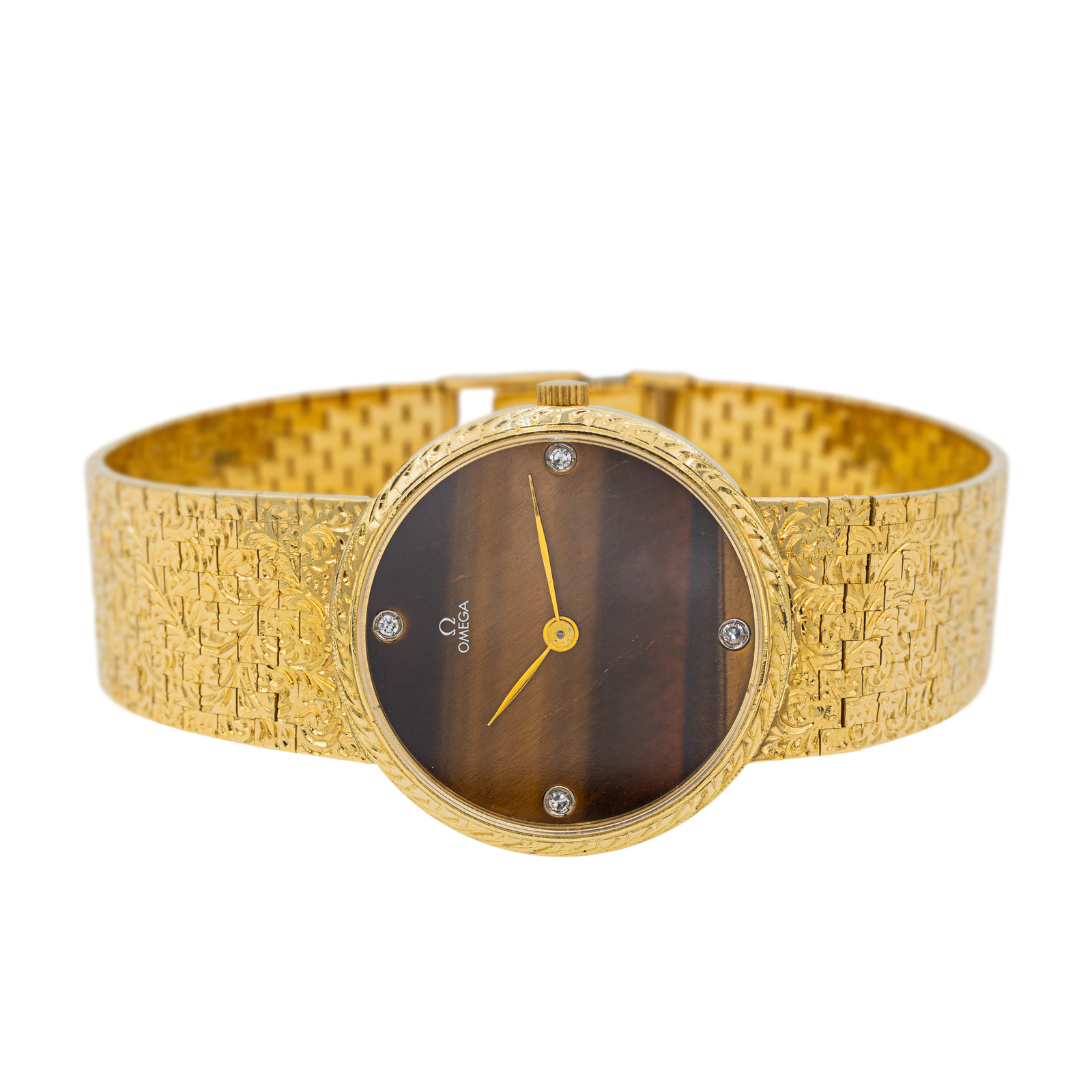 Omega Yellow Gold Tiger's Eye Watch