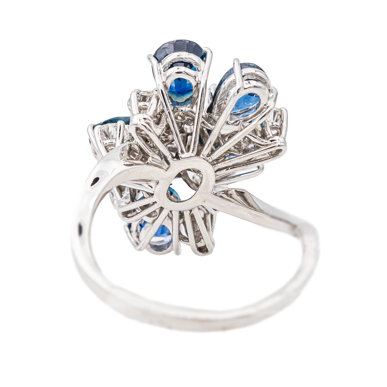 Bague Cocktail Or blanc Diamant, Saphir