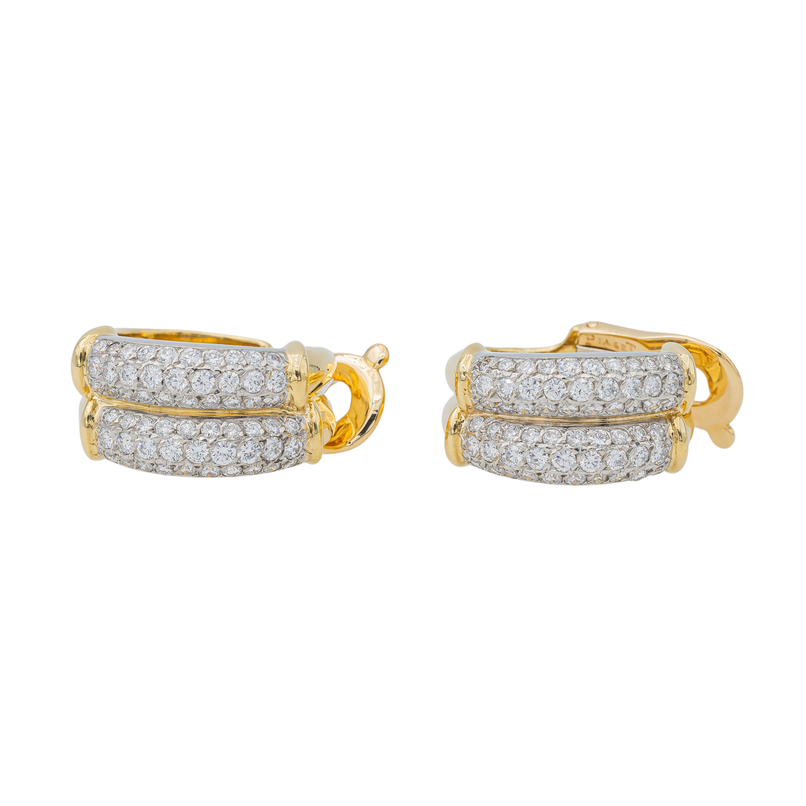 Piaget Hoop Earrings Yellow Gold, White Gold Diamonds