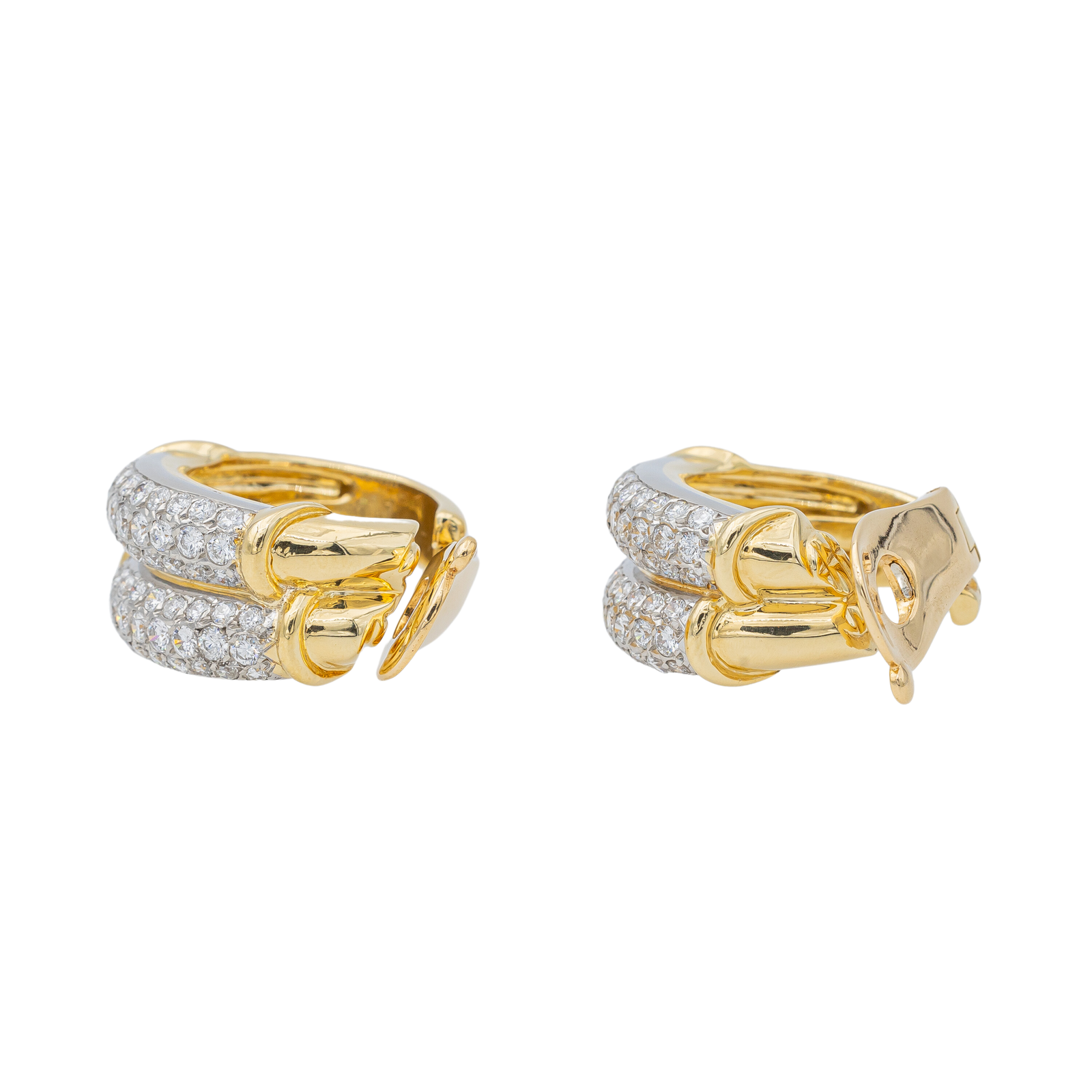 Piaget Hoop Earrings Yellow Gold, White Gold Diamonds