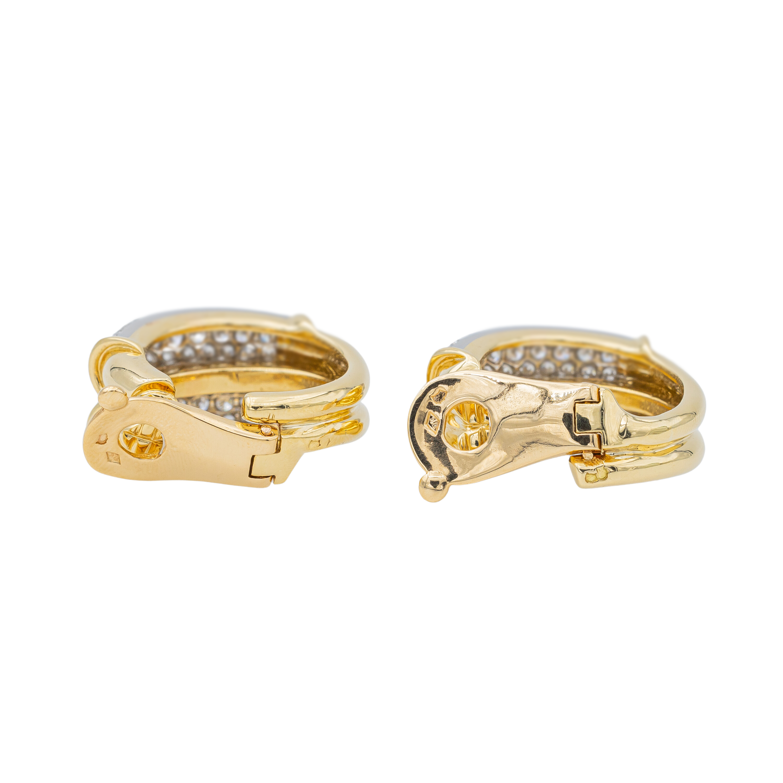 Piaget Hoop Earrings Yellow Gold, White Gold Diamonds