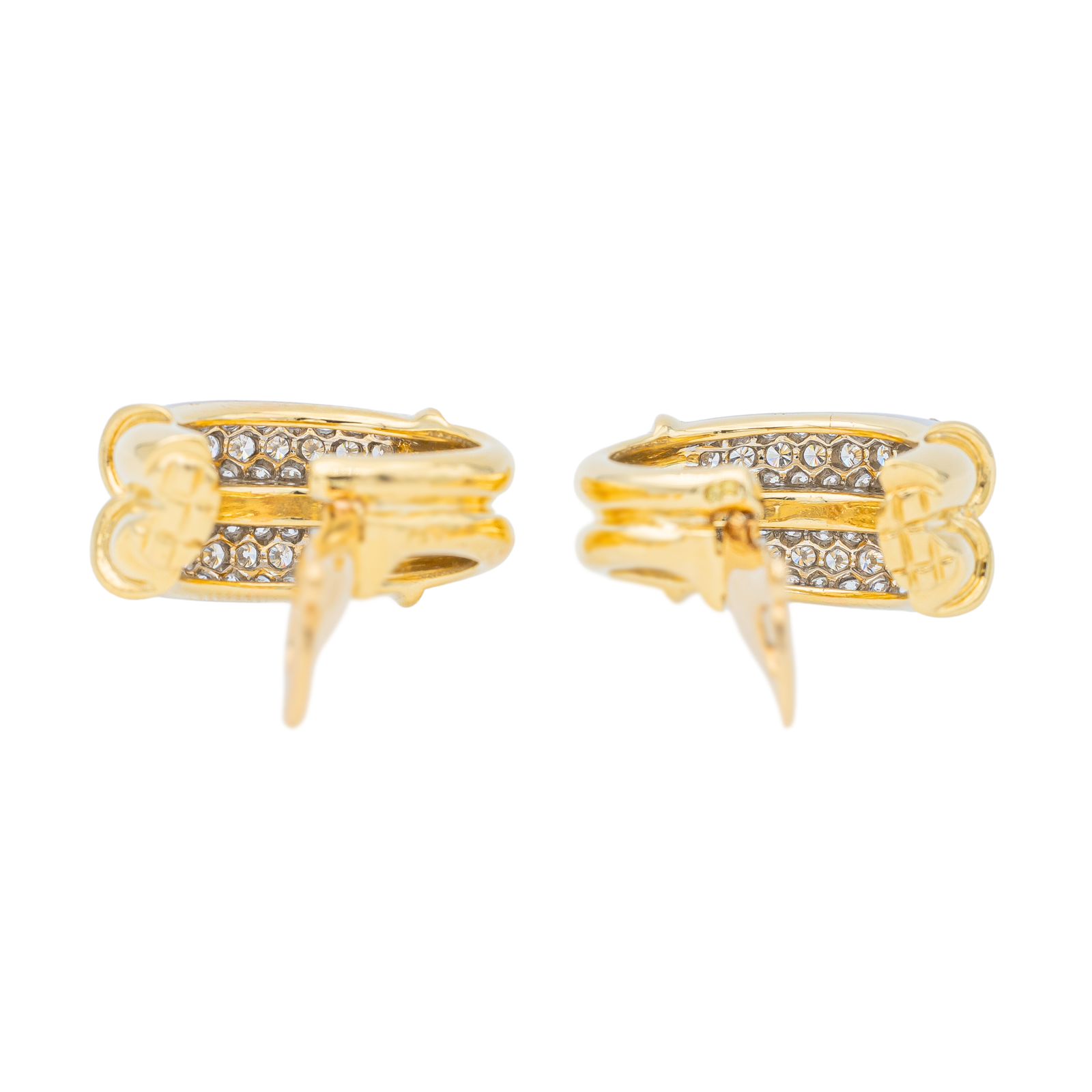 Piaget Hoop Earrings Yellow Gold, White Gold Diamonds