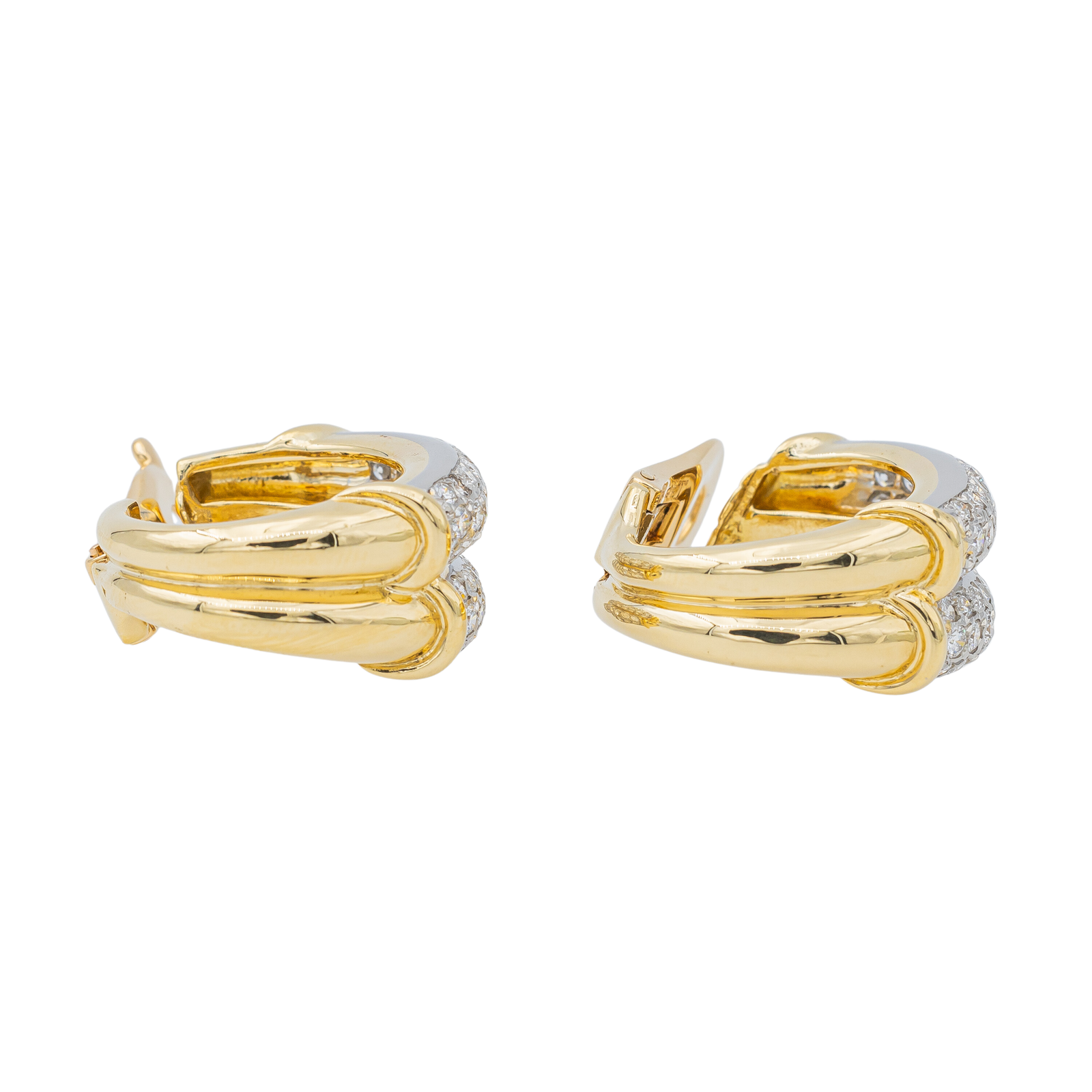 Piaget Hoop Earrings Yellow Gold, White Gold Diamonds