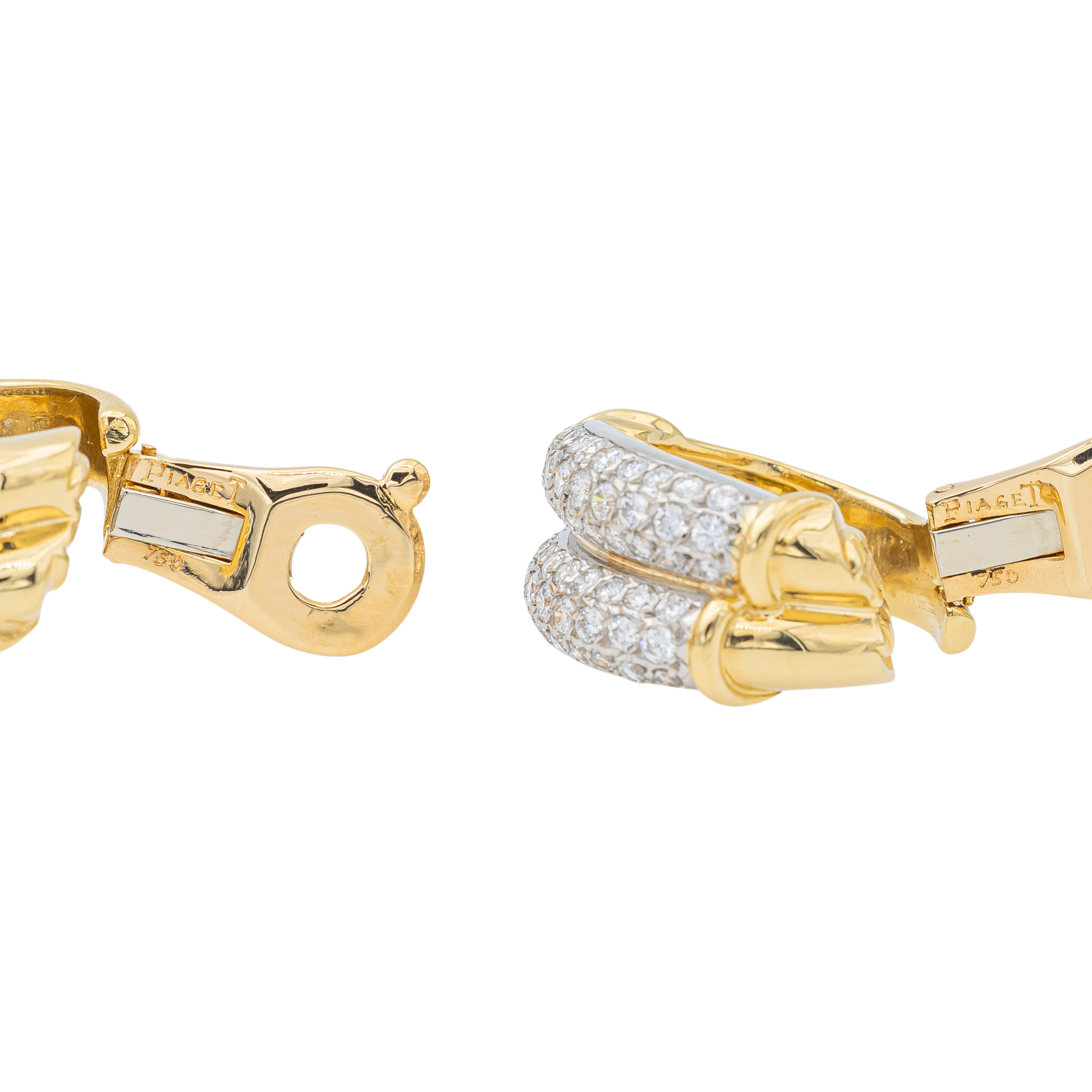 Piaget Hoop Earrings Yellow Gold, White Gold Diamonds