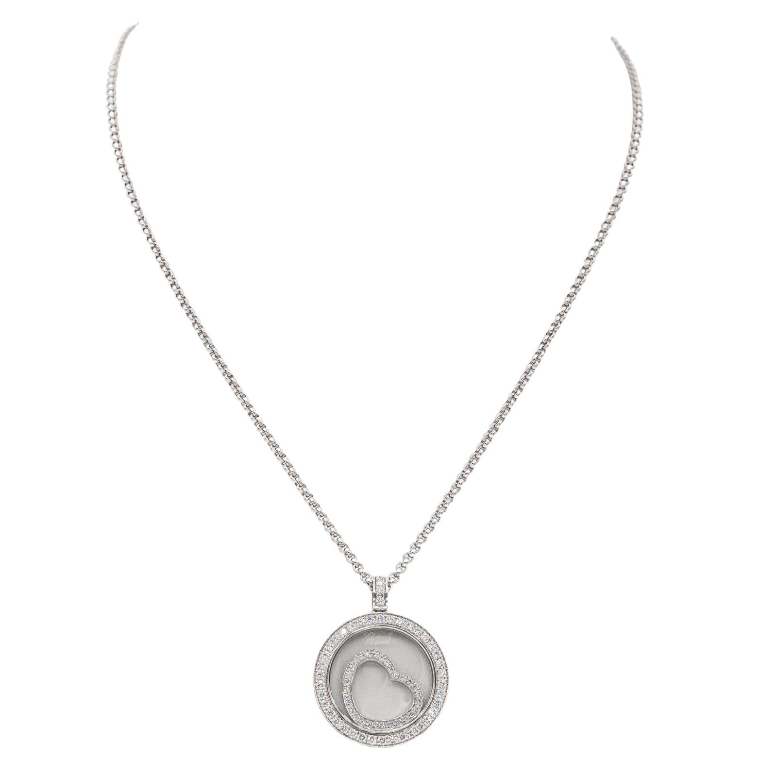 Chopard Collier Pendentif Happy Diamonds Or blanc Diamant