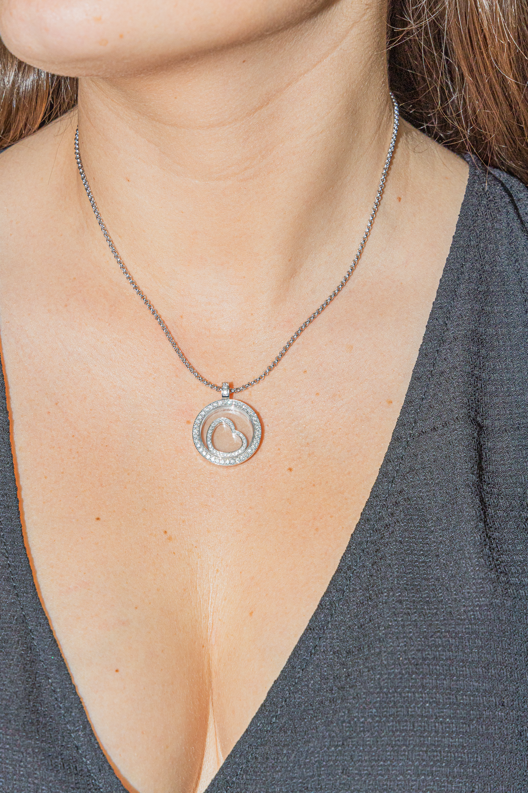 Chopard Collier Pendentif Happy Diamonds Or blanc Diamant